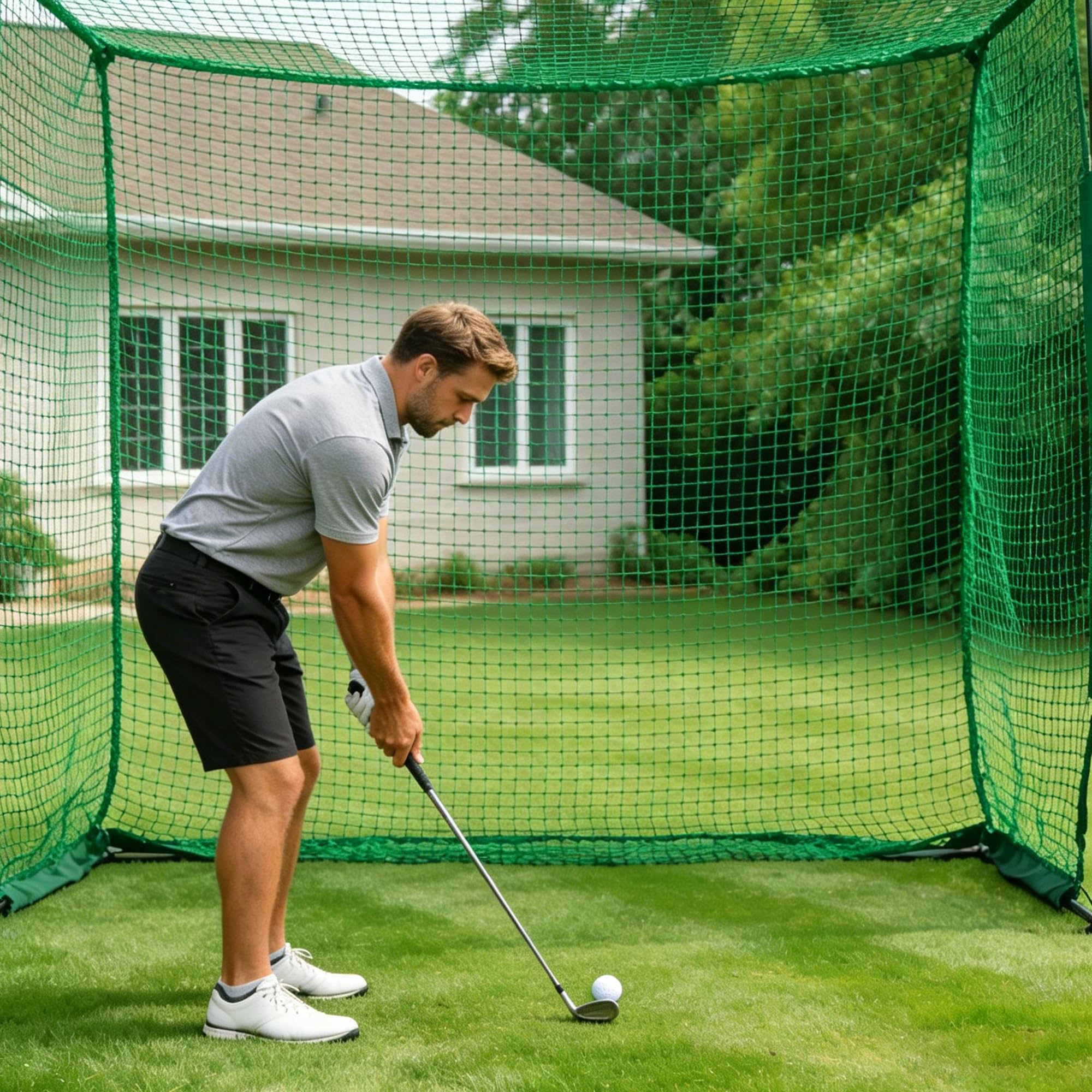 Golfnetz, Golf Übungszaunnetz, 3 * 3 m Golf-Übungsnetz, Tragbares Golfnetz für Drinnen und Draußen, Schwerlast Golfball-Absperrnetz, für Golfschwungübungen in Garage oder Garten (nur Netz)
