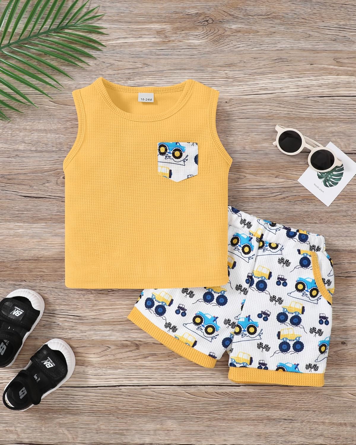 Toddler Baby Boy Clothes Summer Outfits Sleeveless Waffle-Knit Tank Tops T-Shirt+Casual Shorts 2Pcs Clothing Set 1-5T - Image 5