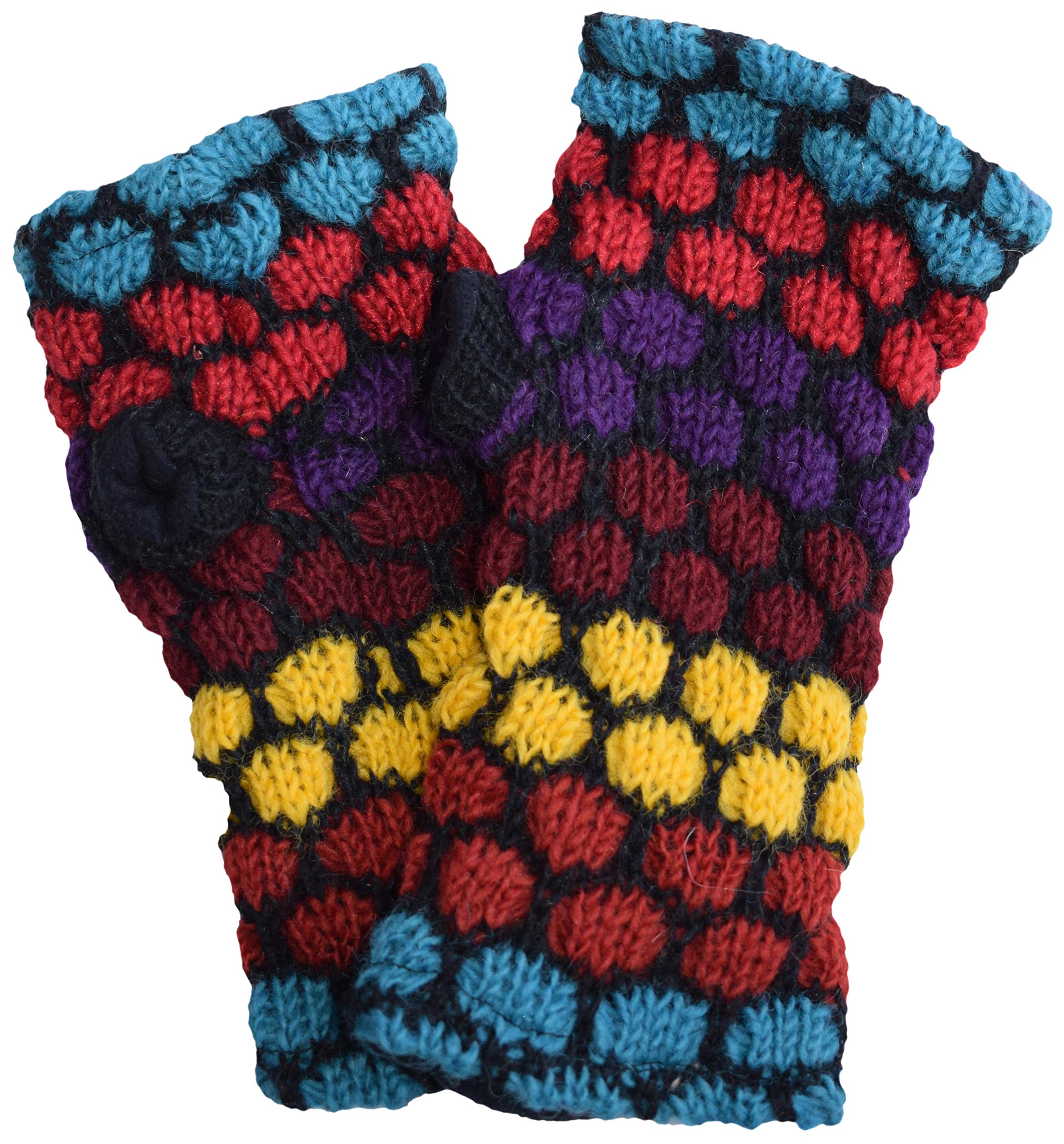 Gheri Women's R Warm Woolen Fleece Lined Hand Knitted Mittens Gloves Handwarmers