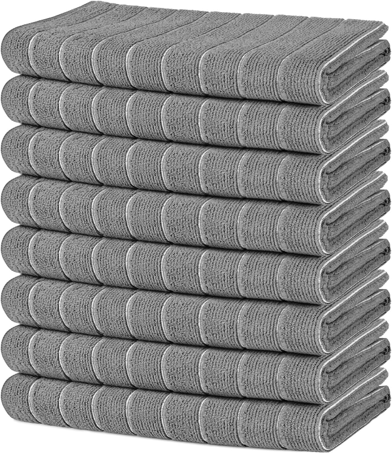AIDEAMicrofiber Kitchen Towels-8Pack, Microfiber Bathroom Hand Towels, Soft Absorbent Dish Towels, Multi-Purpose Bath Towels for Home, Kitchen, Travel-Grey 15โx25โ