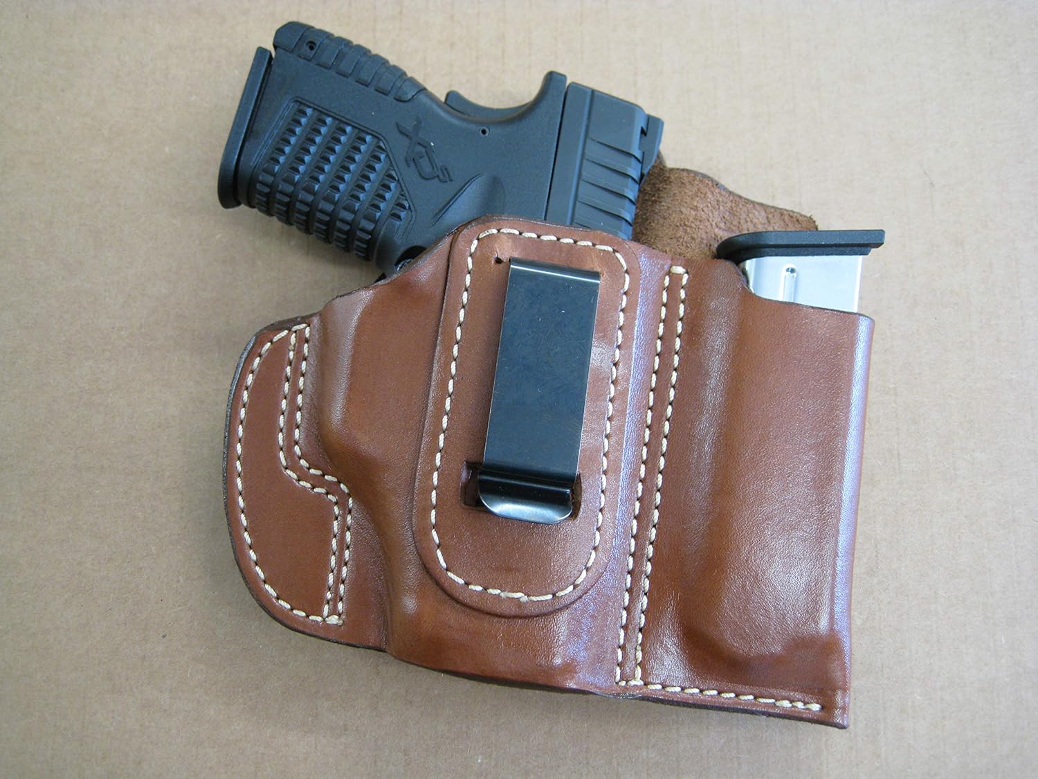 Azula Leather IWB Combo Holster and Mag Pouch CCW for Taurus G2C 9mm / .40 Pistol TAN RH