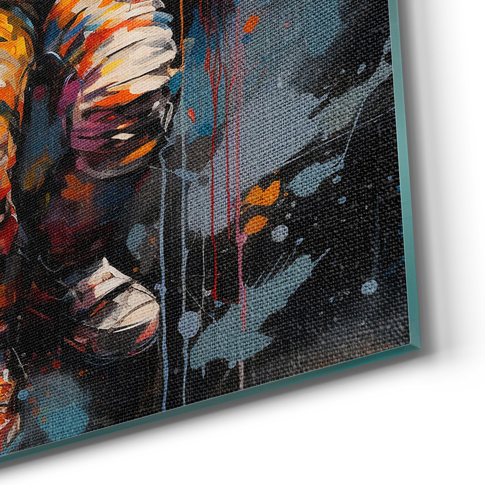 DEQOART Obraz na płótnie hybrydowy | motyw sztuki kosmicznej | Design Canvas 60 x 90 cm | obraz na płótnie płaski i nowoczesny ze szkłem | obraz ścienny do salonu, sypialni, przedpokoju i kuchni