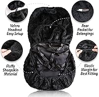 Vista 3 de ZONETECH Fundas de Asiento de Piel de Oveja Peludas Fundas de Asiento de Coche de Lana Merino Australiana Negra Accesorios de Auto de Piel Esponjosa