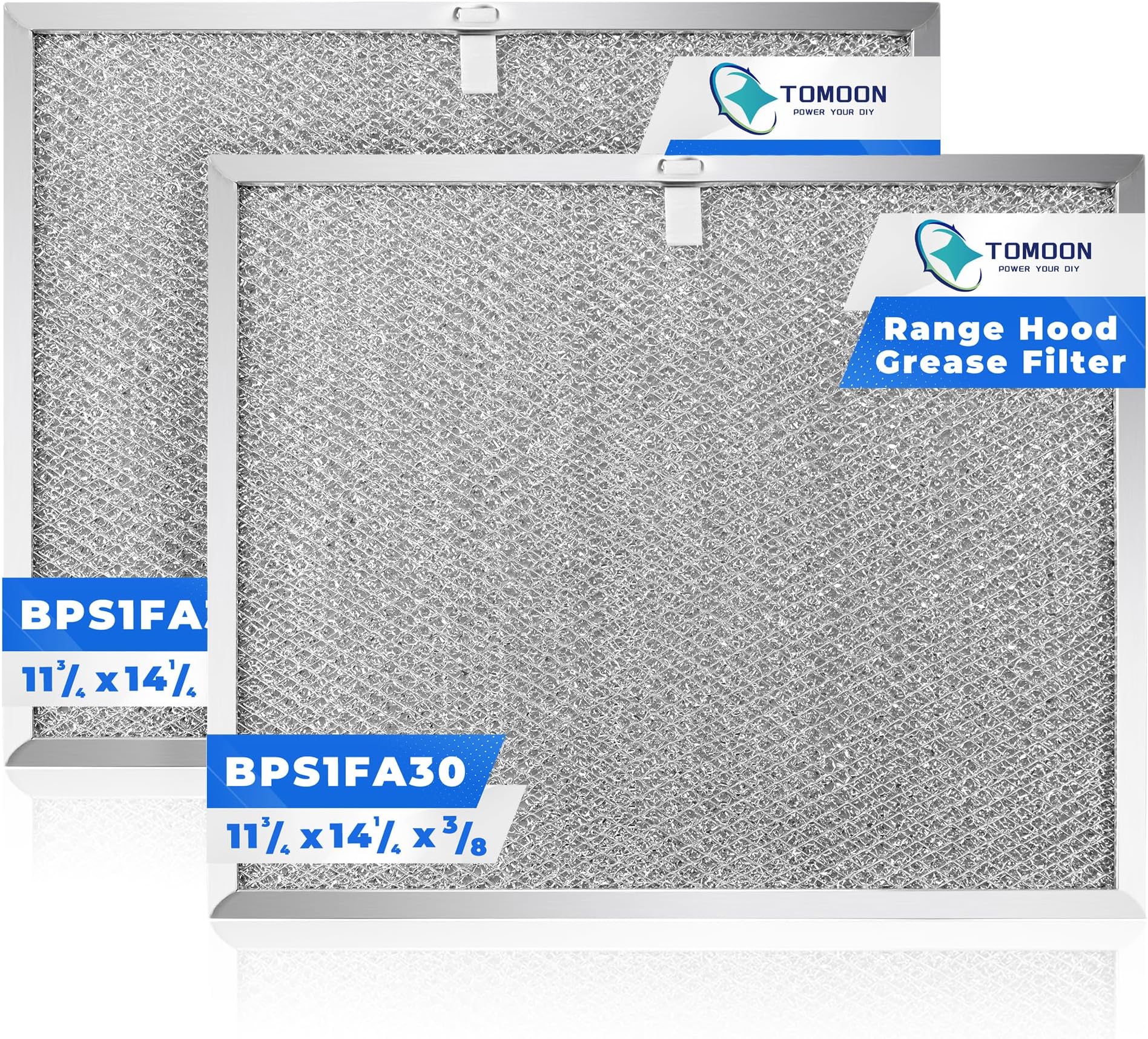 - 2 Pack Allure Range Hood Filter BPS1FA30 11-3/4" x 14-1/4" x 3/8" - Exact Fit Bro.an QS1 30" Nu.tone WS1 QS2 Range Hood, Replaces 99010299 BPS2FA30 99010305 S99010305 AP3378953 by TOMOON