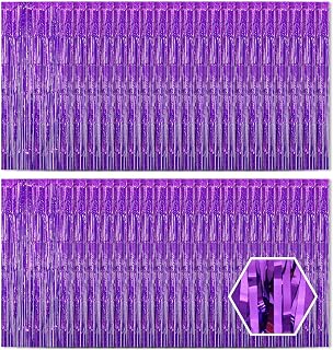 40 Pack Purple Foil Curtain Backdrop Metallic Tinsel Foil Fringe Curtains Photo Booth Props for Birthday Party Decoration Christmas Holiday Halloween New Year Party Supply, Purple
