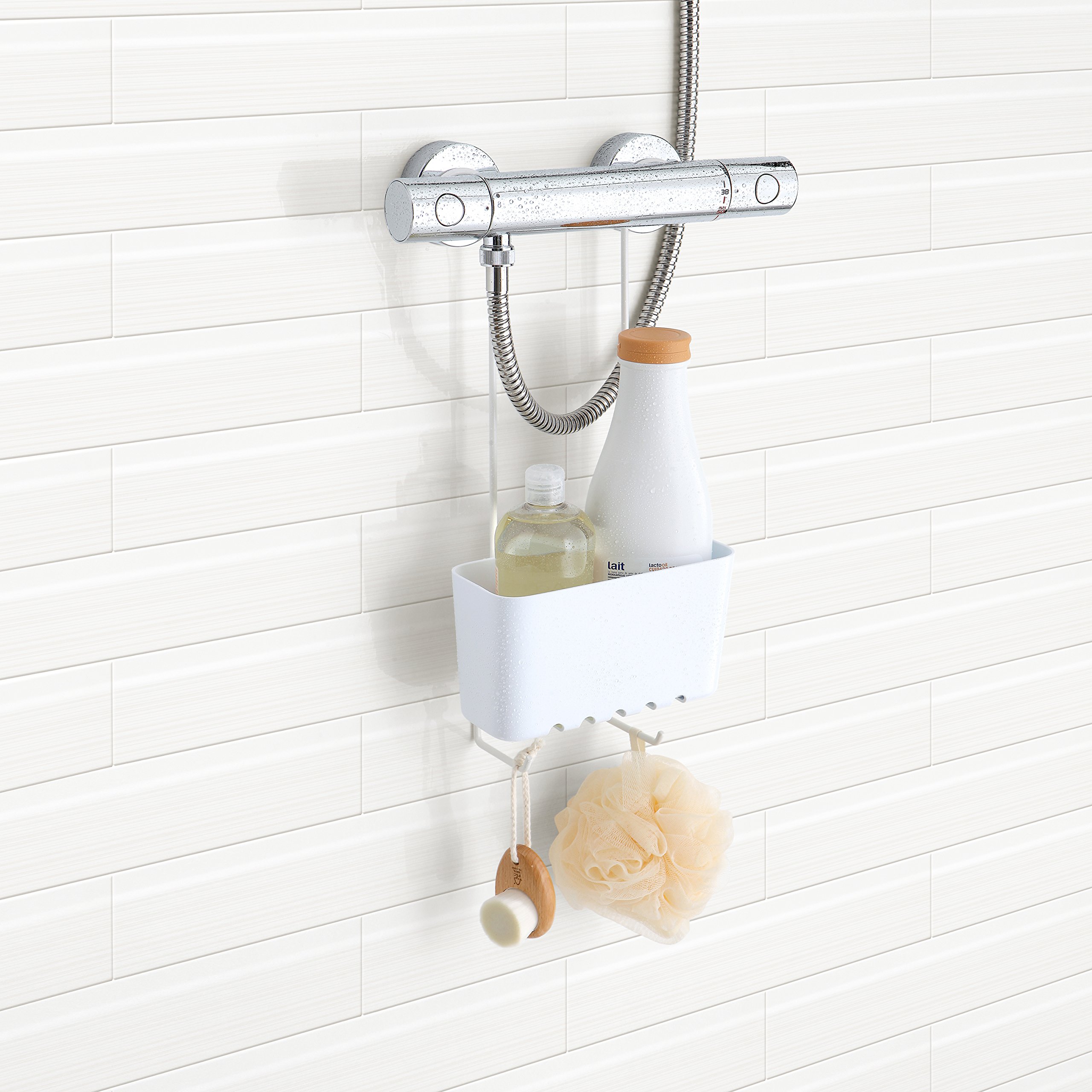 TATAY Portasapone per Doccia | Resiste Umidità e Corrosione | Installazione Senza Fori | 100% Inossidabile | Drenaggio Efficiente | Facile da Pulire | 20,5 x 11 x 41,5 cm – Bianco
