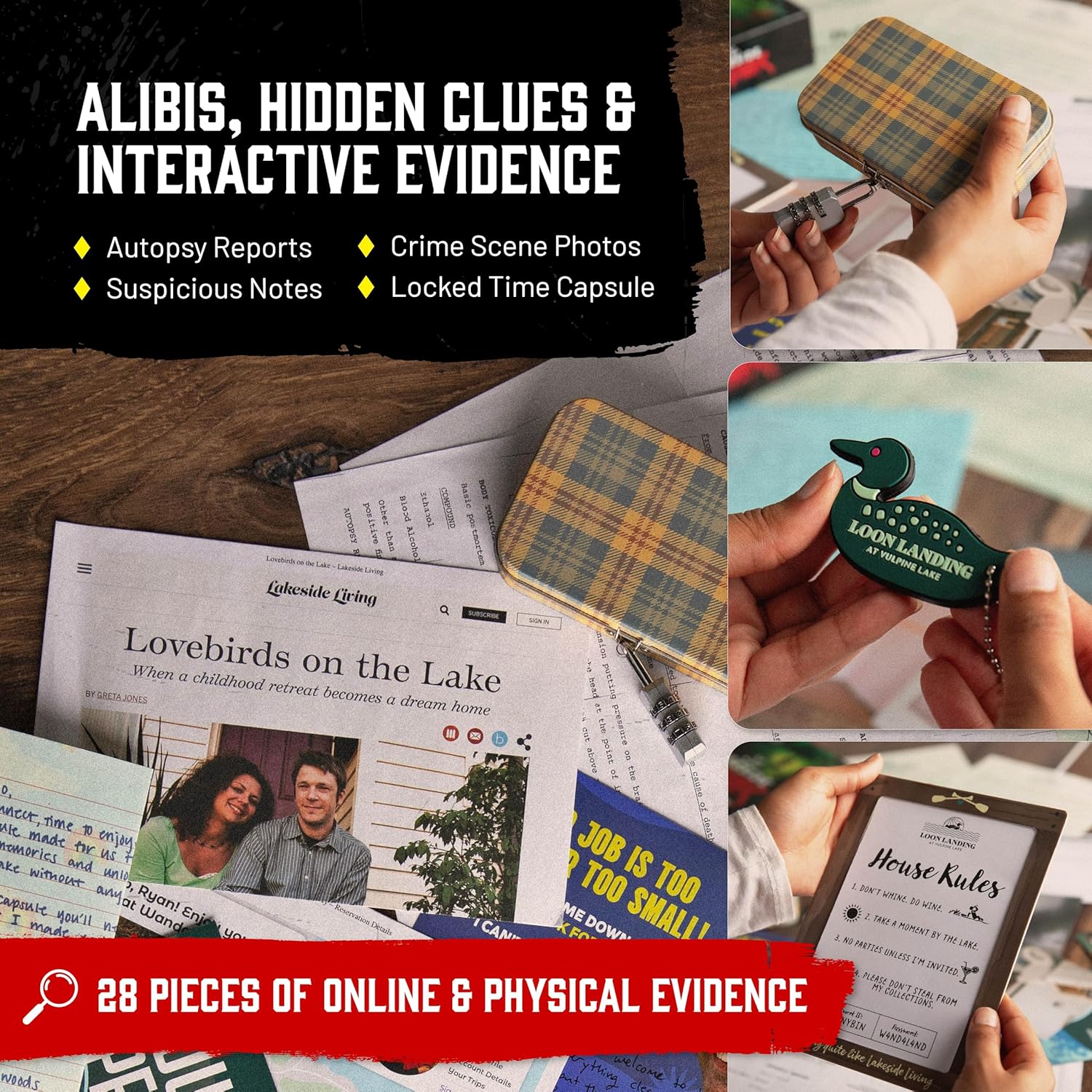 Hunt A Killer: Lakeside Slaughter, Immersive Murder Mystery Game, Interactive Crime Solving Experience, 90–120 Min Playtime, Ages 14+, Gifts for Mom
