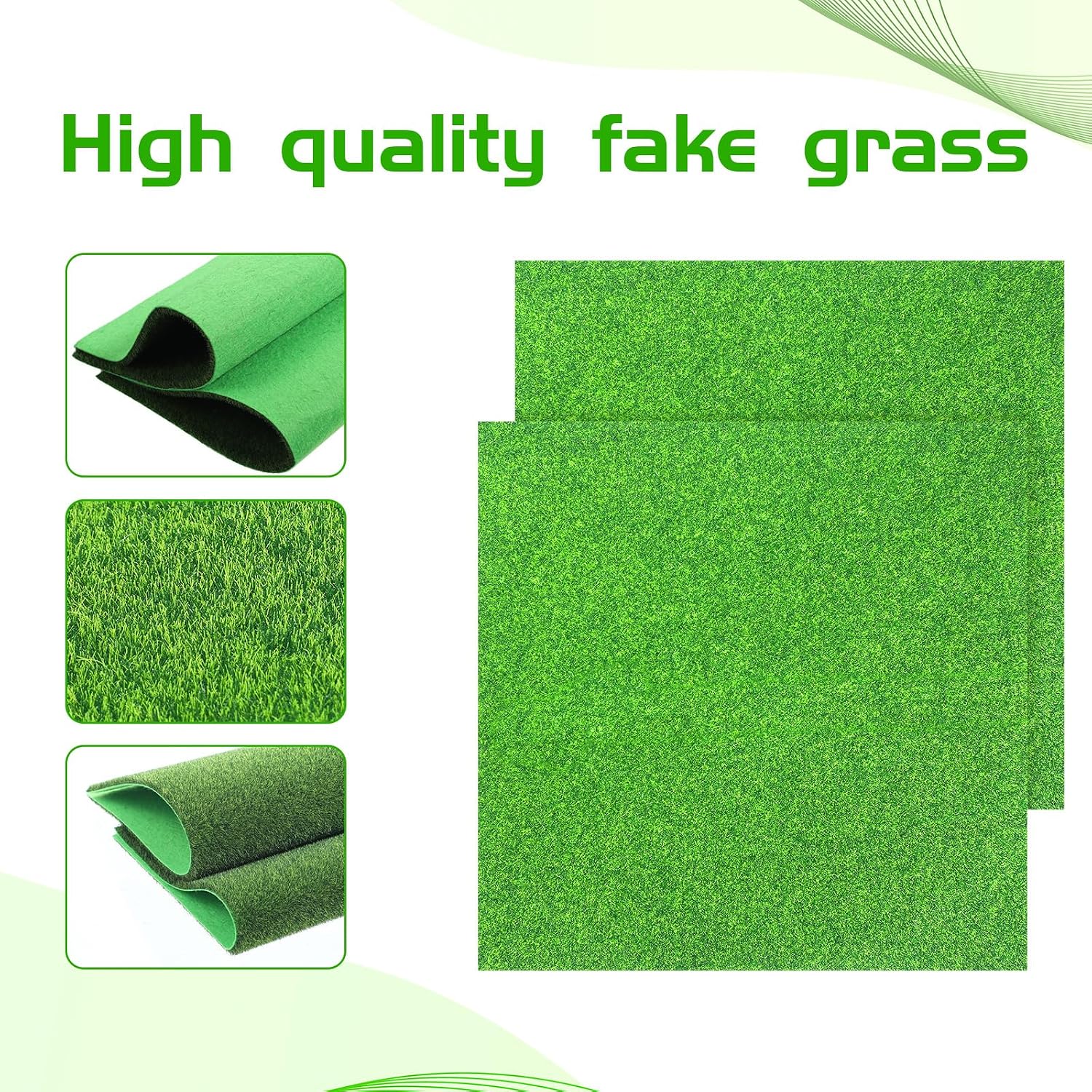 2 Pcs Fake Grass for Crafts 12x12 Inches Artificial Grass Miniature Fake Garden Grasses Artificial Green Turf Mat Faux Turf Squares DIY Grasses Turfs