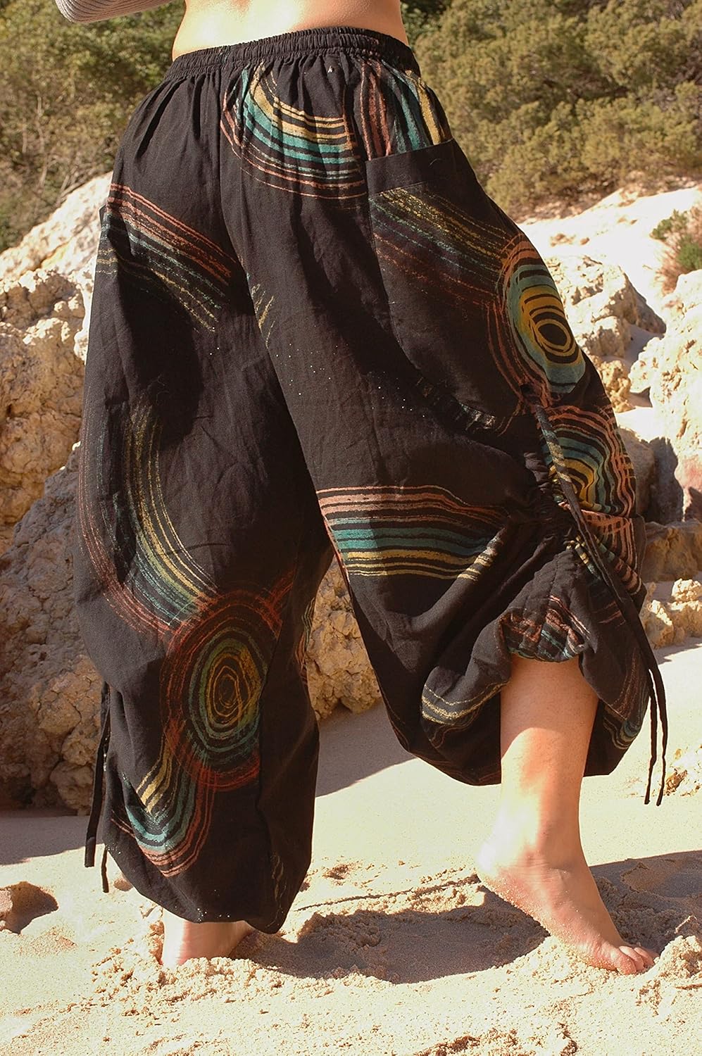 Siamrose Hand Painted Harem Trousers Lounge Yoga Pants Men Women Joggers with Adjustable Length 2 Pockets - Image 7