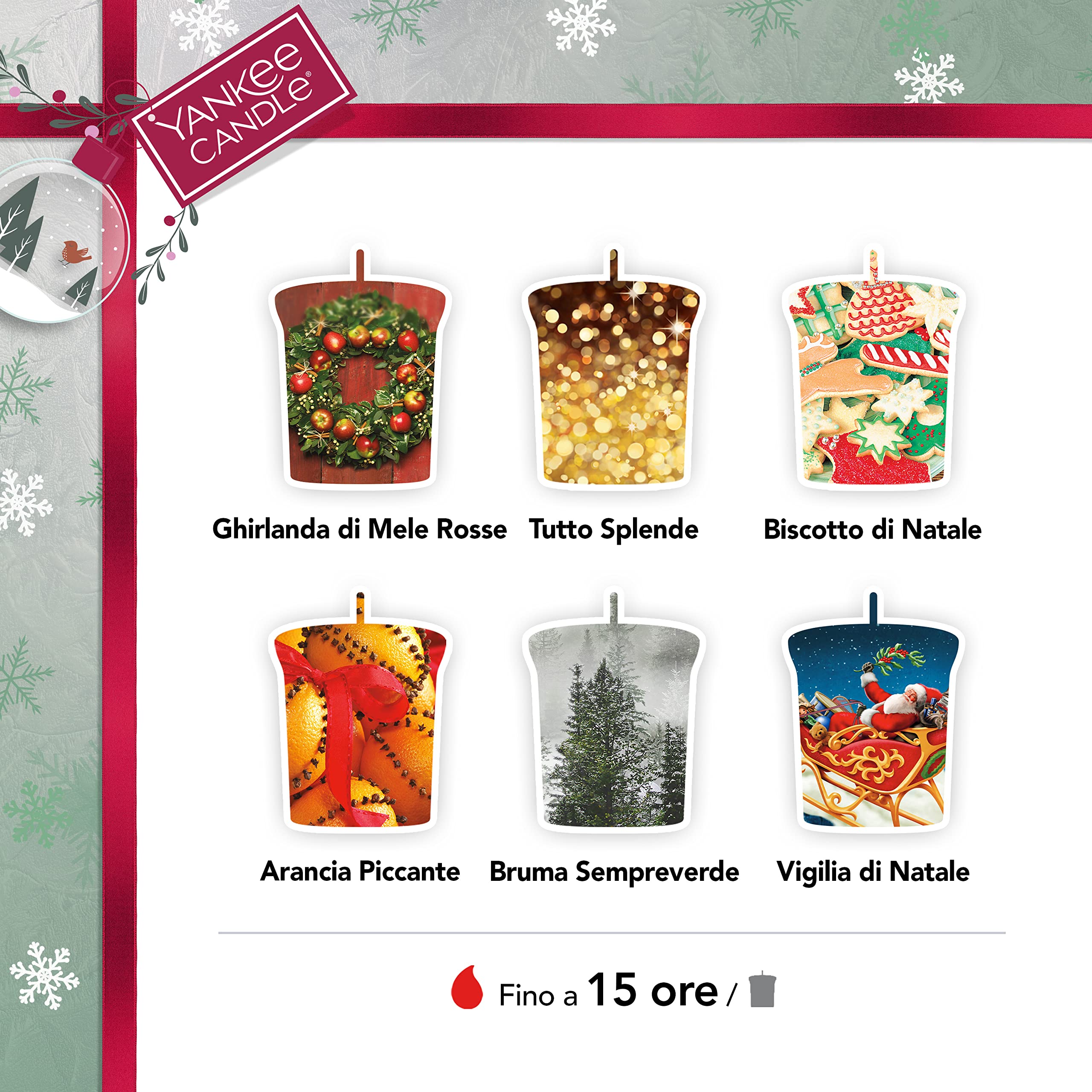 YANKEE CANDLE Juego de regalo con 8 velas perfumadas, soporte votivo, recortador de mecha y decoración de vela con tapa Illuma- Juego de velas de 11 piezas