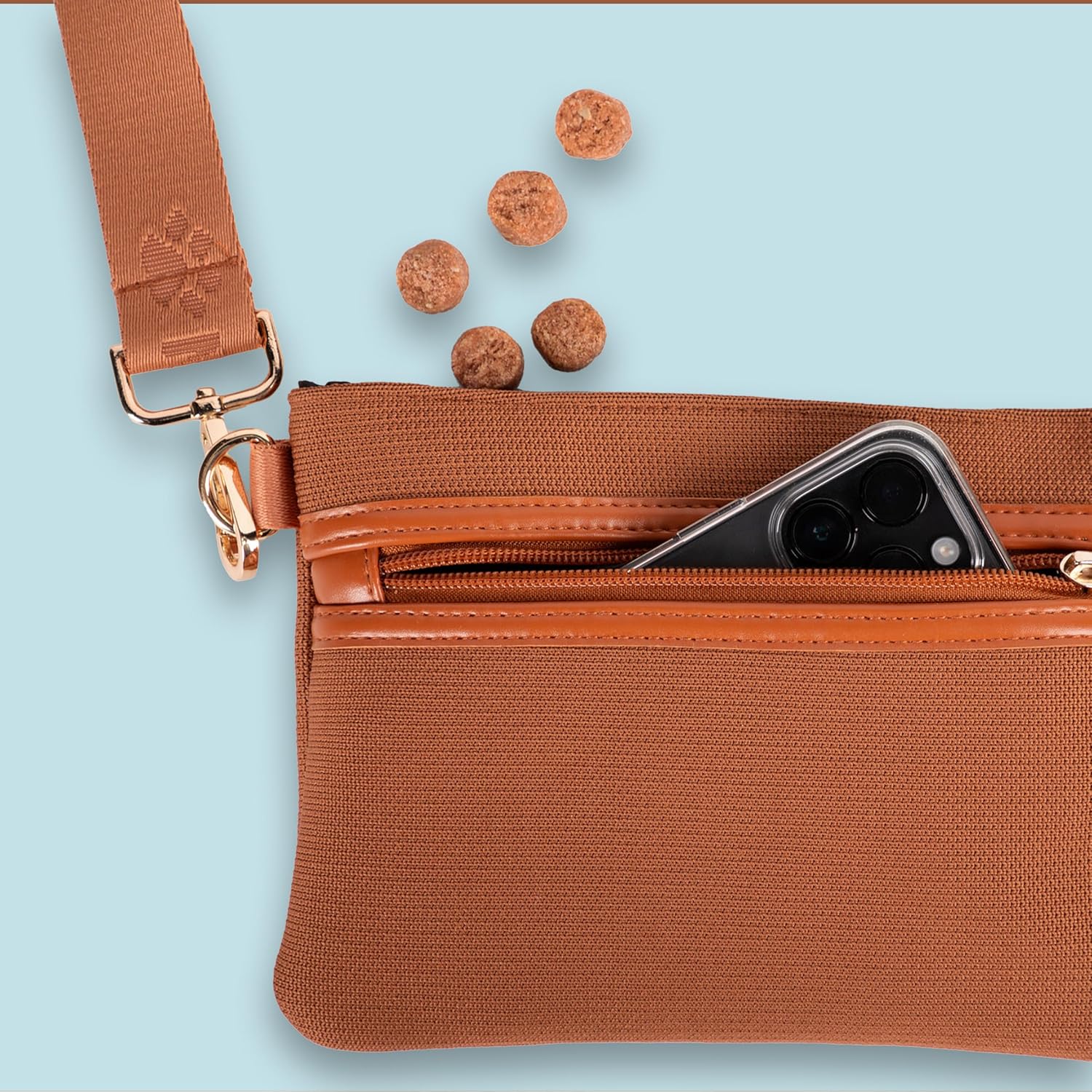 Dog Treat Pouch, Crossbody Treat Bag with Secure Pockets, Poop Bag Dispenser for Dog Moms, Walks, & Training