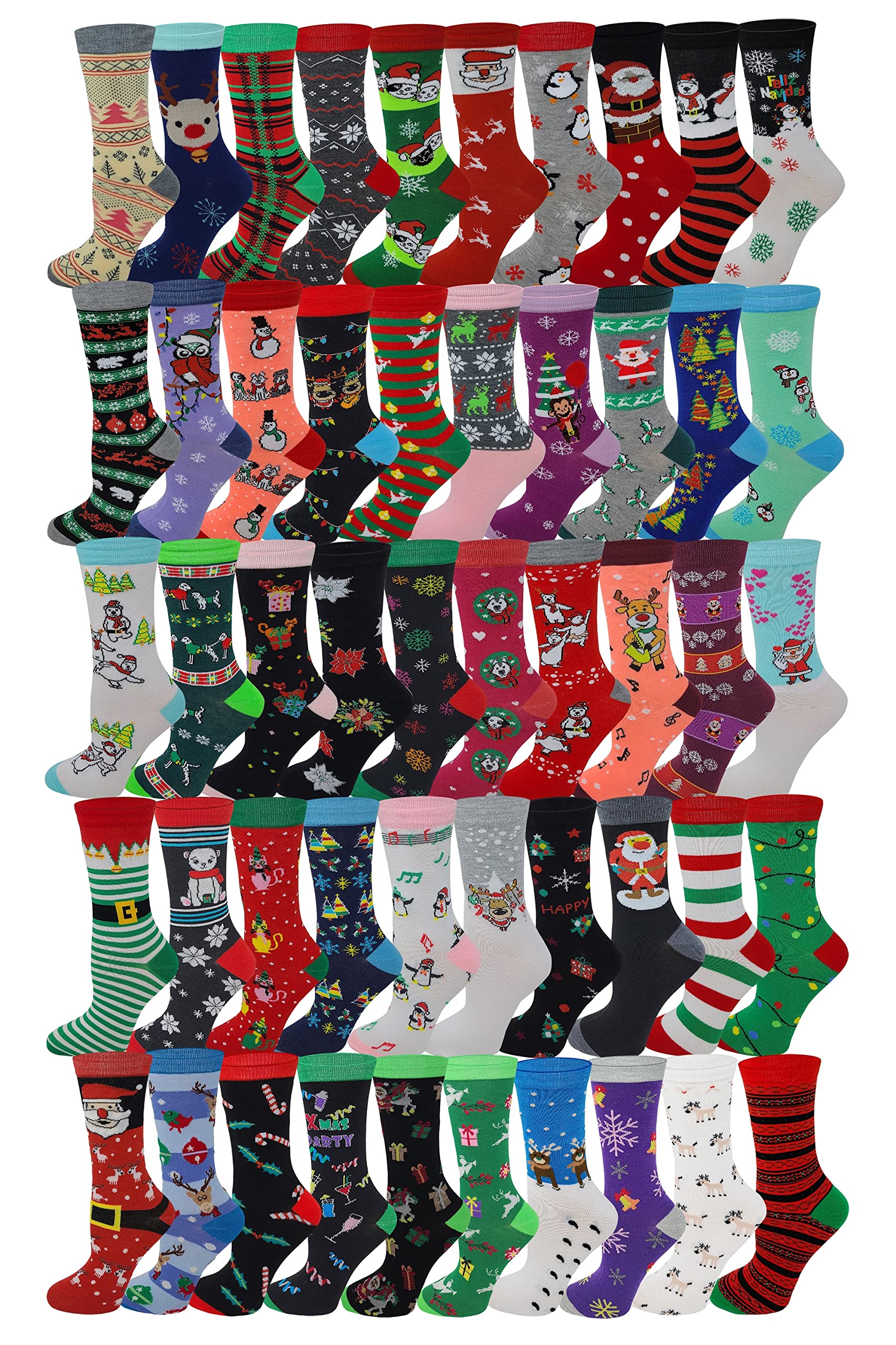 Sumona 50 Pairs Wholesale lots Women Bright Colorful Design Novelty Crew Socks 9-11