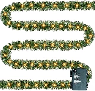 TW SHINE 30 FT Pre-Lit Christmas Garland Decorations, 100 LED Lighted Ar...