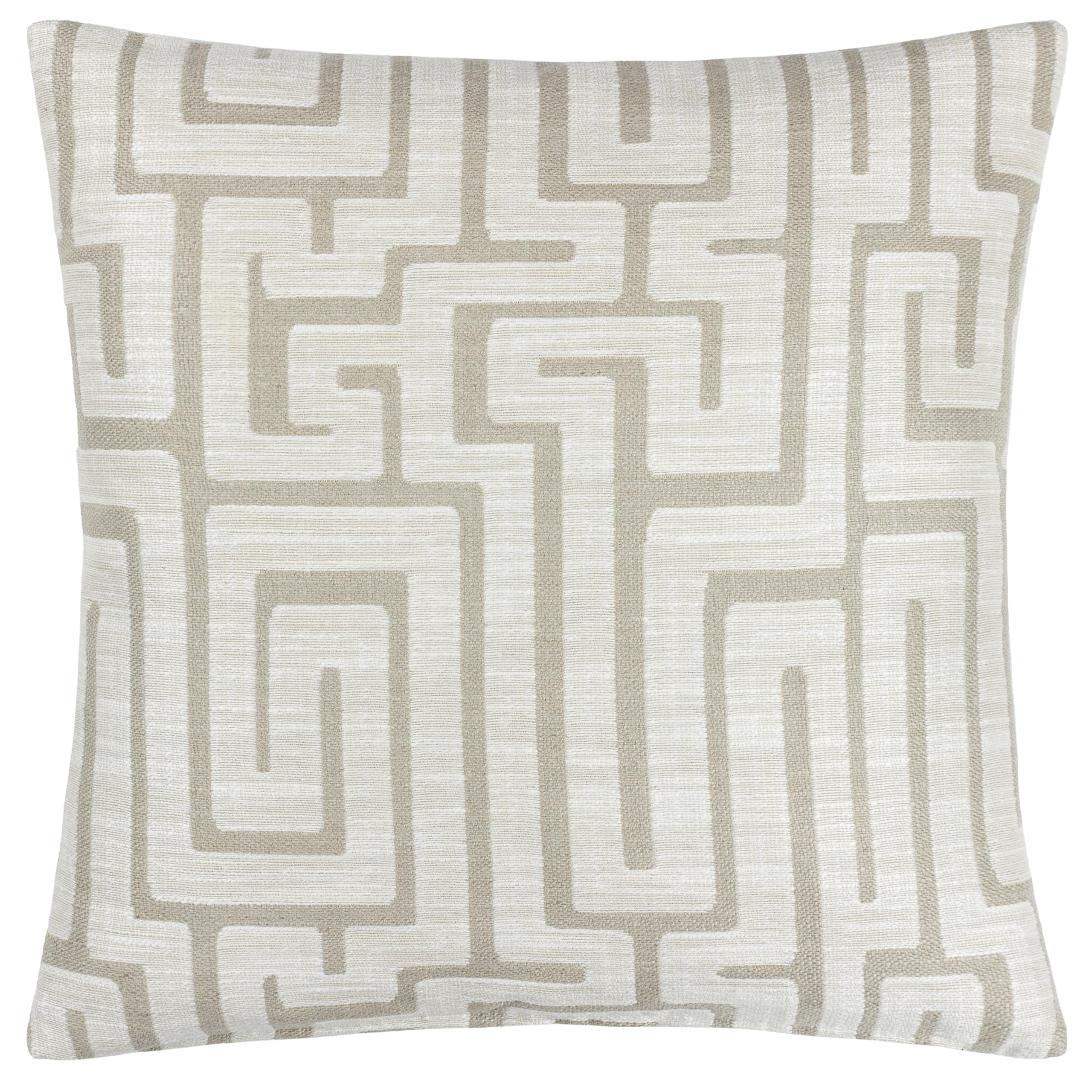 Hoem Lauder Filled Cushion - Cream - Geometric Jacquard Design - 45x45cm - Polyester Linen Blend
