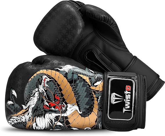 Twisto Boxing Gloves S6 - Pro Training & Sparring, Maya Hide Leather, Muay Thai, MMA, Kickboxing, Men, Women, Adults, Heavy Punching Bag, Focus Mitts, Pads, Gym Workout, 10oz 12oz 14oz 16oz