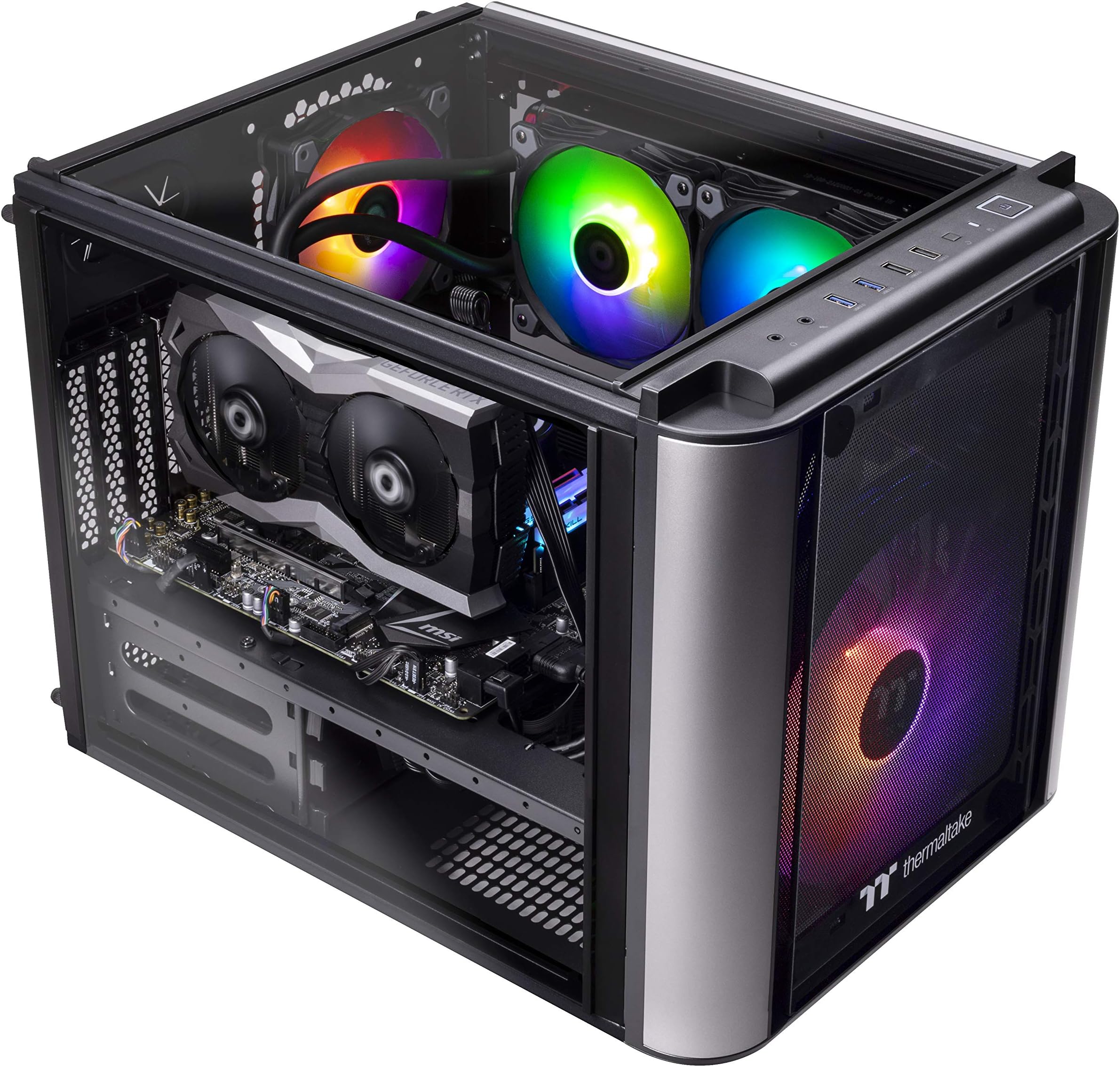 Thermaltake Level 20 AVT-01 Closed Loop Liquid Cooled CPU Gaming PC, Intel i5-9600k 3.7GHz, TOUGHRAM RGB 16GB, RTX 2060 6GB, Evo Plus M.2 500GB, 500GB SSD, WiFi, Win 10 Pro. L2VT-Z390-P19-LGS