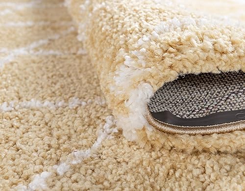 Miniatura 6 de Unique Loom Rabat Shag Collection - Alfombra moderna tribal de inspiración marroquí de felpa y diseño geométrico suave (8 pies x 8 pies, cuadrada,