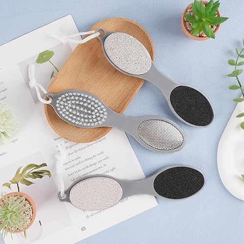 Miniatura 7 de 3 cepillos 4 en 1 para pies para uso en la ducha con piedra pómez, raspador de pies y papel de lija, cepillo de limpieza de pies para pies,