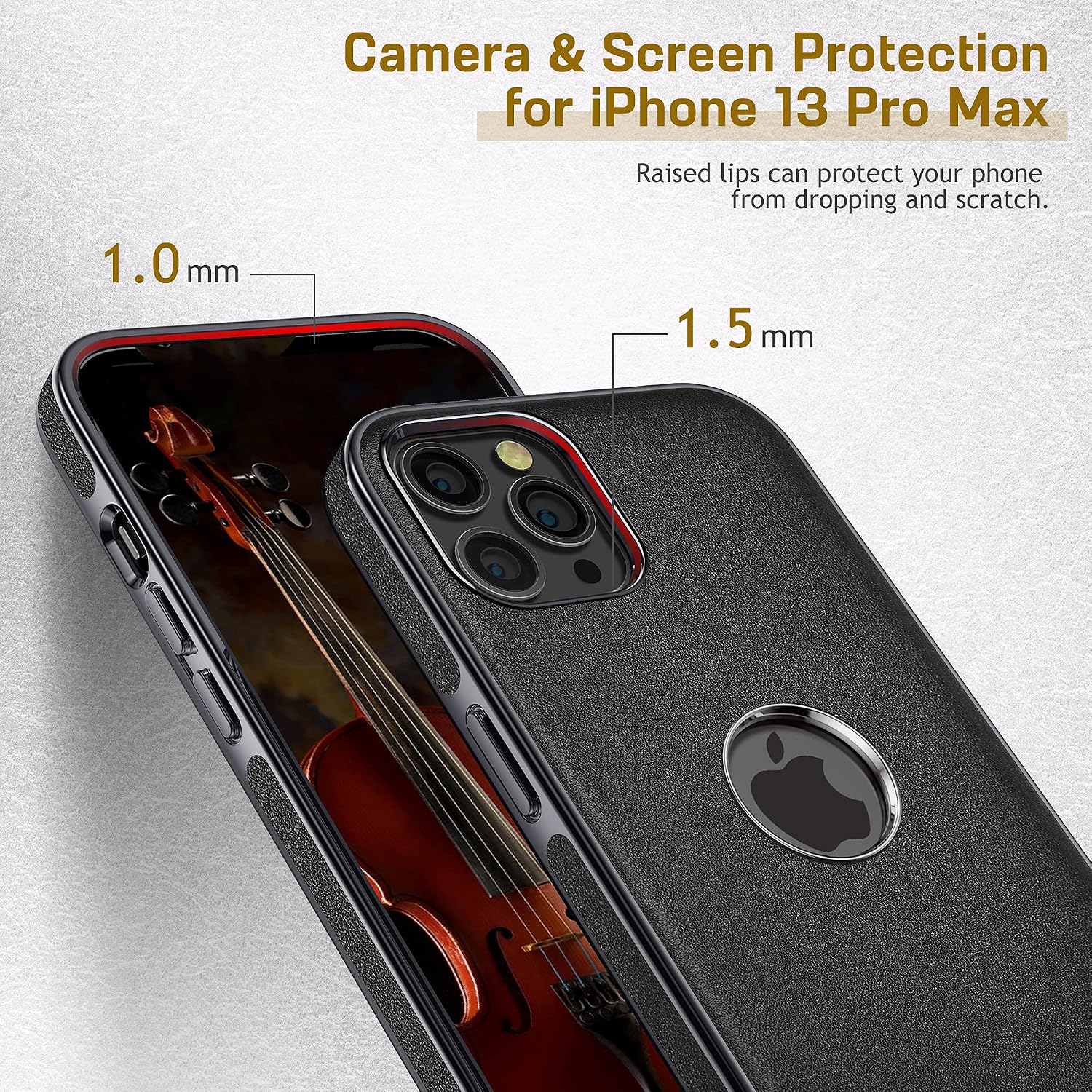 LOHASIC for iPhone 13 Pro Max Leather Case, Men Women Slim Luxury Business PU Cover Soft Non-Slip Grip Shockproof Anti-Scratch Protective Phone Cases for iPhone 13 Pro Max 6.7" - Black