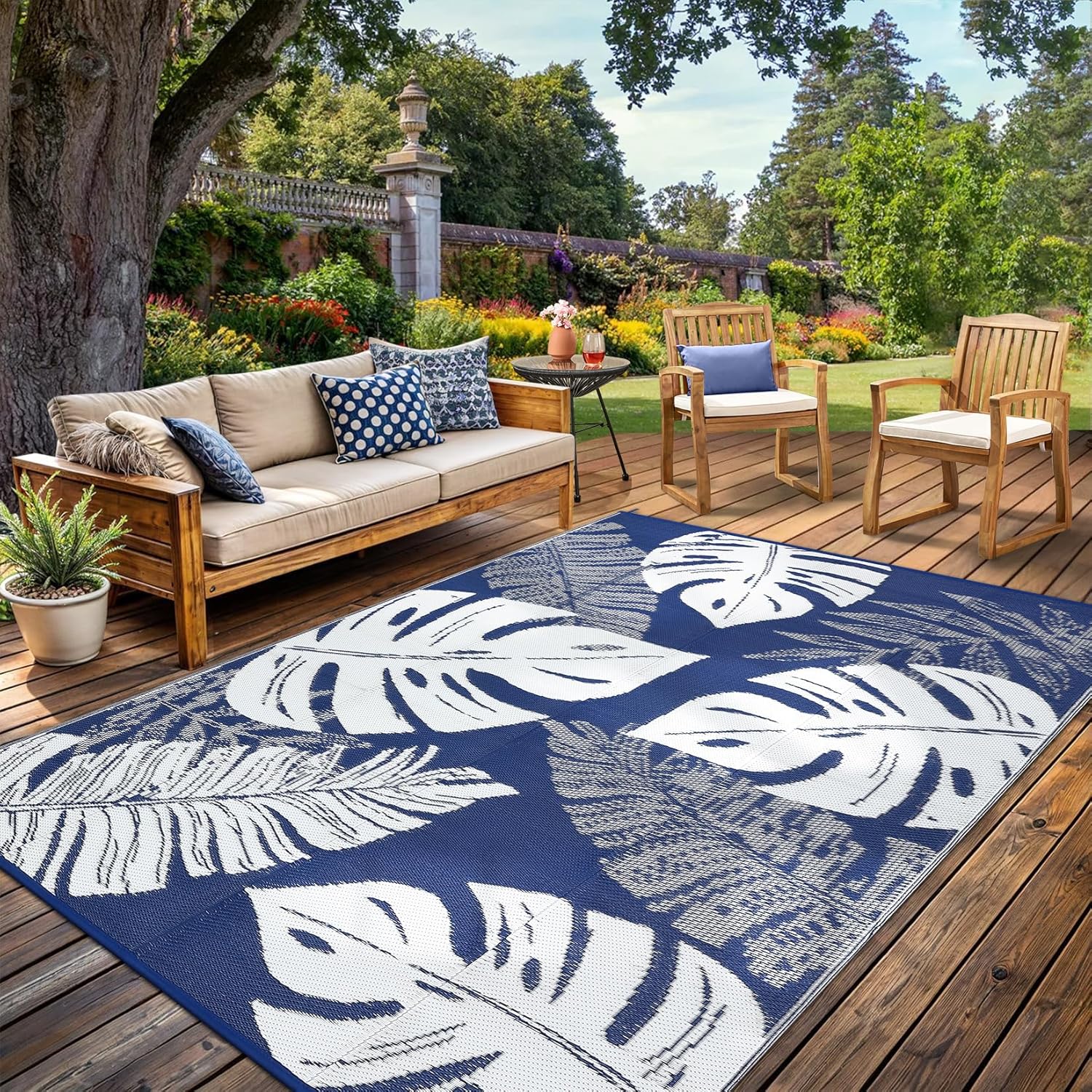 Outdoor Patio Rug Plastic Straw Rug RV camping Waterproof Reversible Carpet Mat - Picture 28 of 48