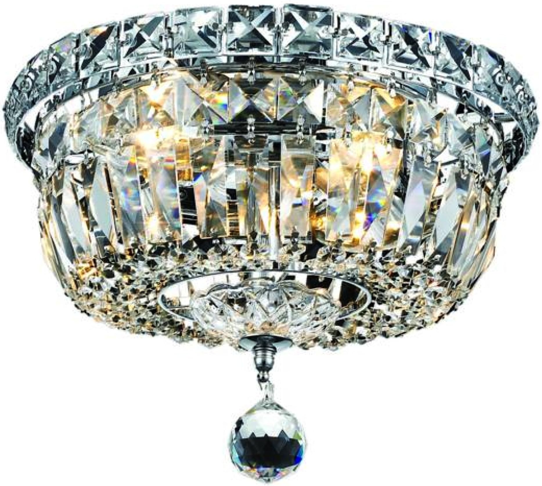 Elegant Lighting 2528F10C/Rc Tranquil 8-Inch High 4-Light Flush Mount, Chrome Finish With Crystal (Clear) Royal Cut Rc Crystal