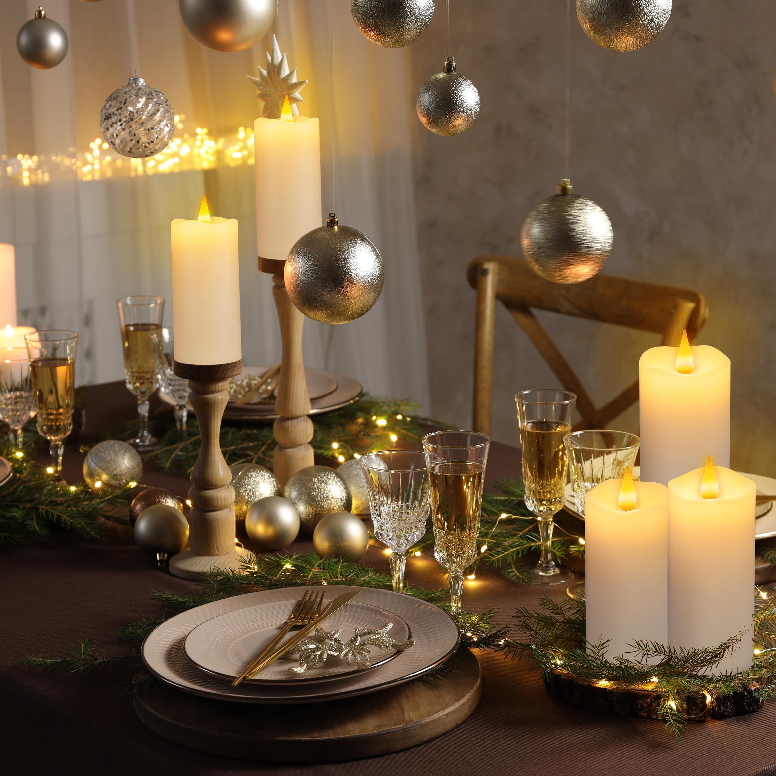 Candele ricaricabili senza fiamma con telecomando e timer, confezione da 9 candele LED tremolanti USB rivestite con vera cera per Halloween, Natale, casa, matrimoni e festività (sei