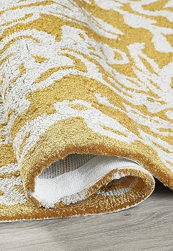 Miniatura 3 de Fab Habitat Alfombra interior o exterior I Entryway, Living Comedor I Gancho a mano, resistente a las manchas, suave I Glamis - Amarillo mostaza, 3
