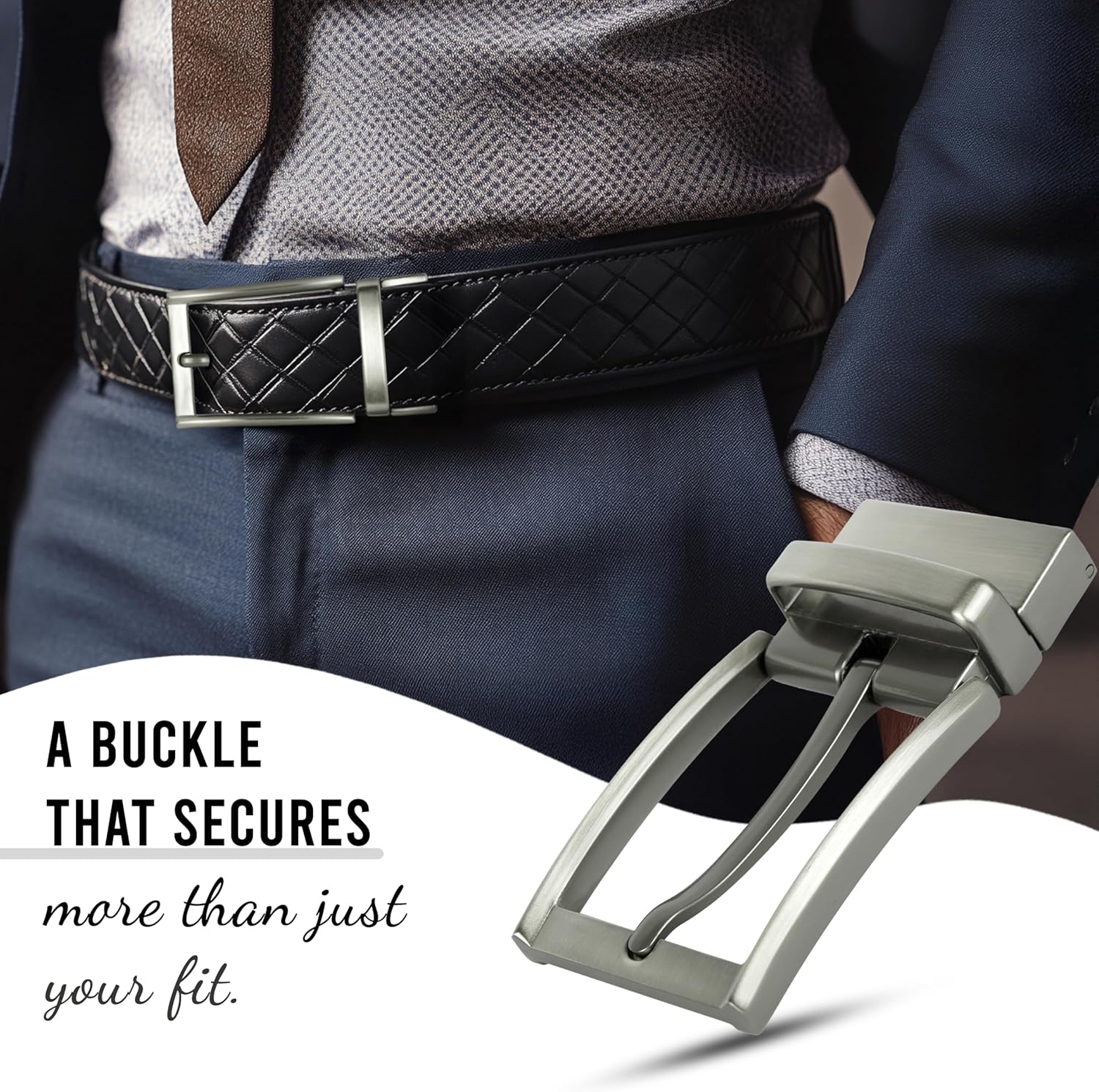 SaiTech IT Men’s Reversible 1 3/8"(35mm) Belt Buckle Casual For Belt for Formal & Casual Belts (Black Brush) - Image 7