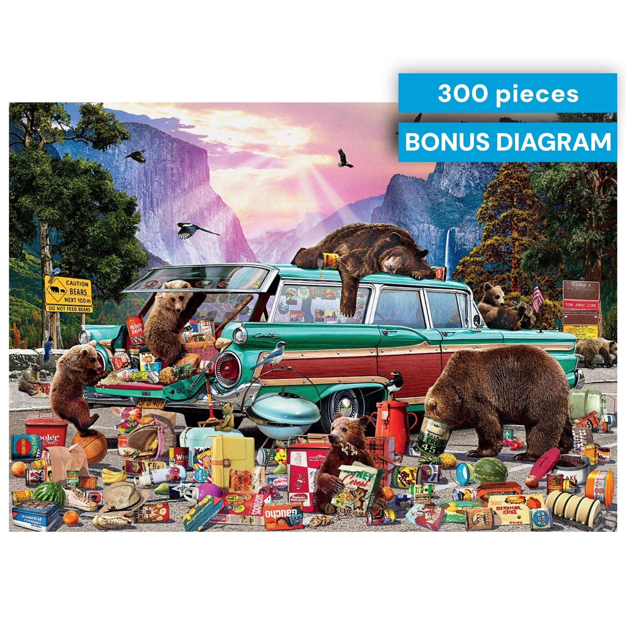 Buffalo Games - Garry Walton - Yosemite Picnic - 300 Large Piece Jigsaw Puzzle for Adults Challenging Puzzle Perfect for Game Nights - Finished Size 21.25 x 15.00