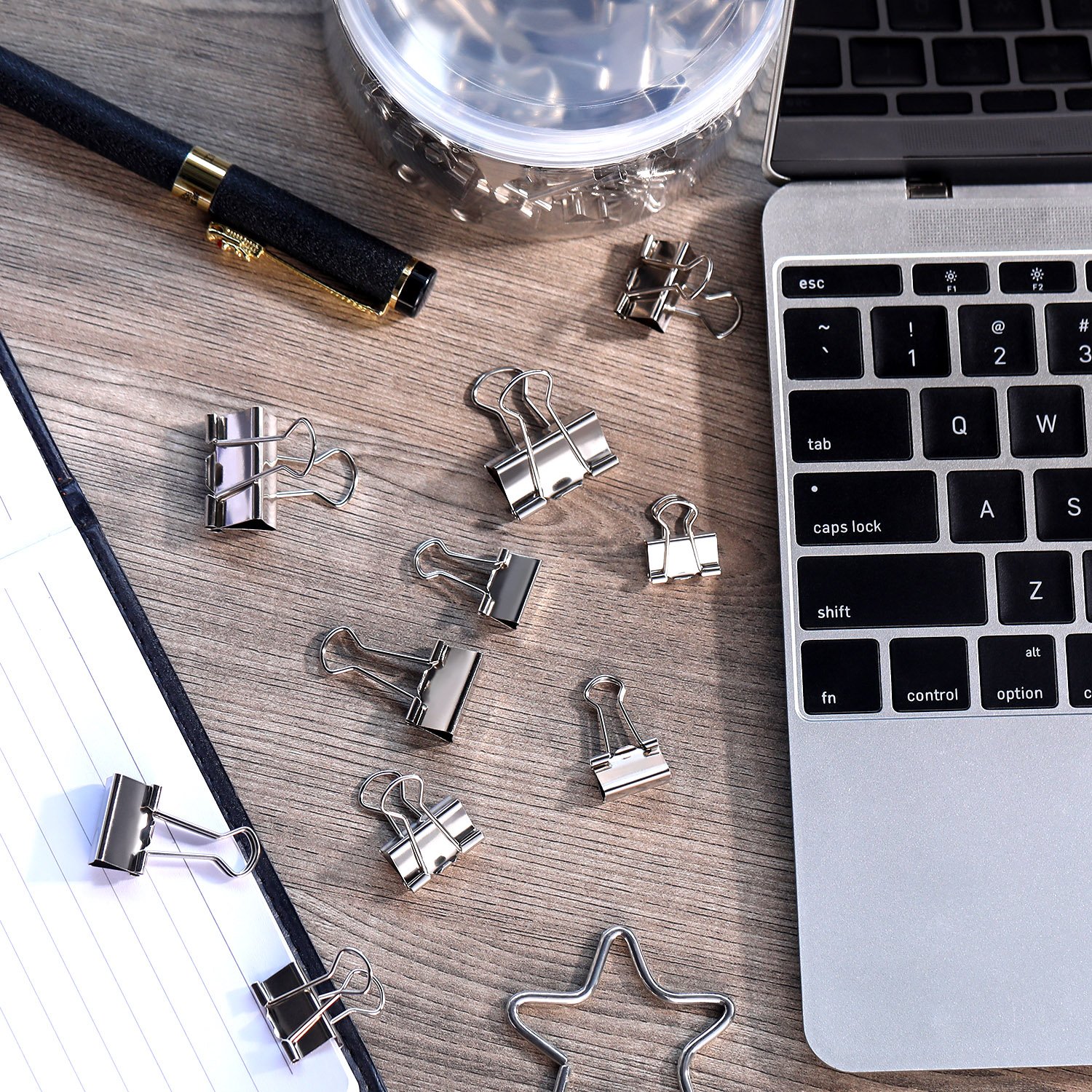 TecUnite 150 Stück Binder Clips Papierklemm Clips Verschiedene Größen Silber