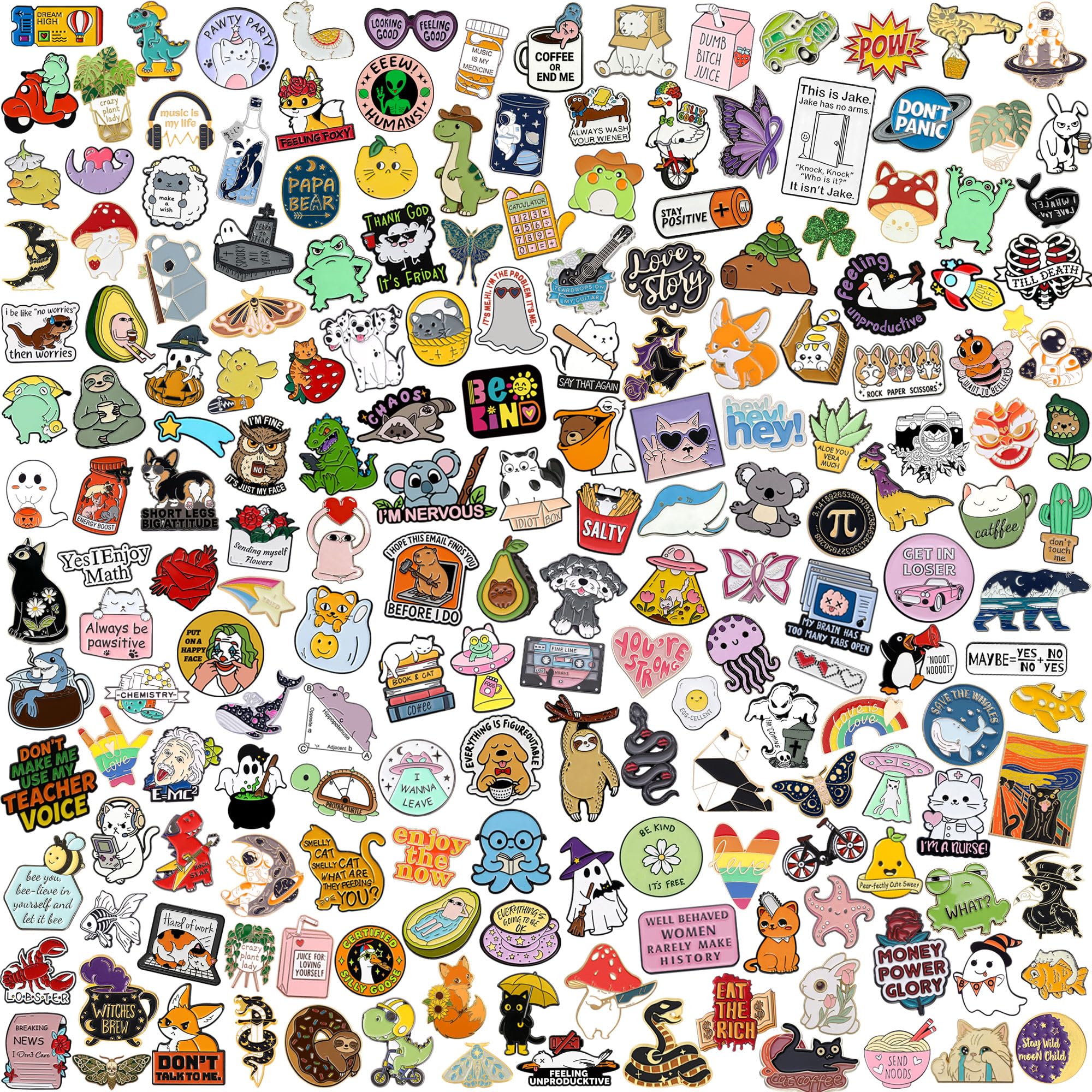 20/40/50 PCS Cute Enamel Backpack Pins, Funny Enamel Pins Bulk Set Cool Button Pins Aesthetic Brooch Lapel Pins Anime for Backpacks, Jackets, Hats, Kids, Girls