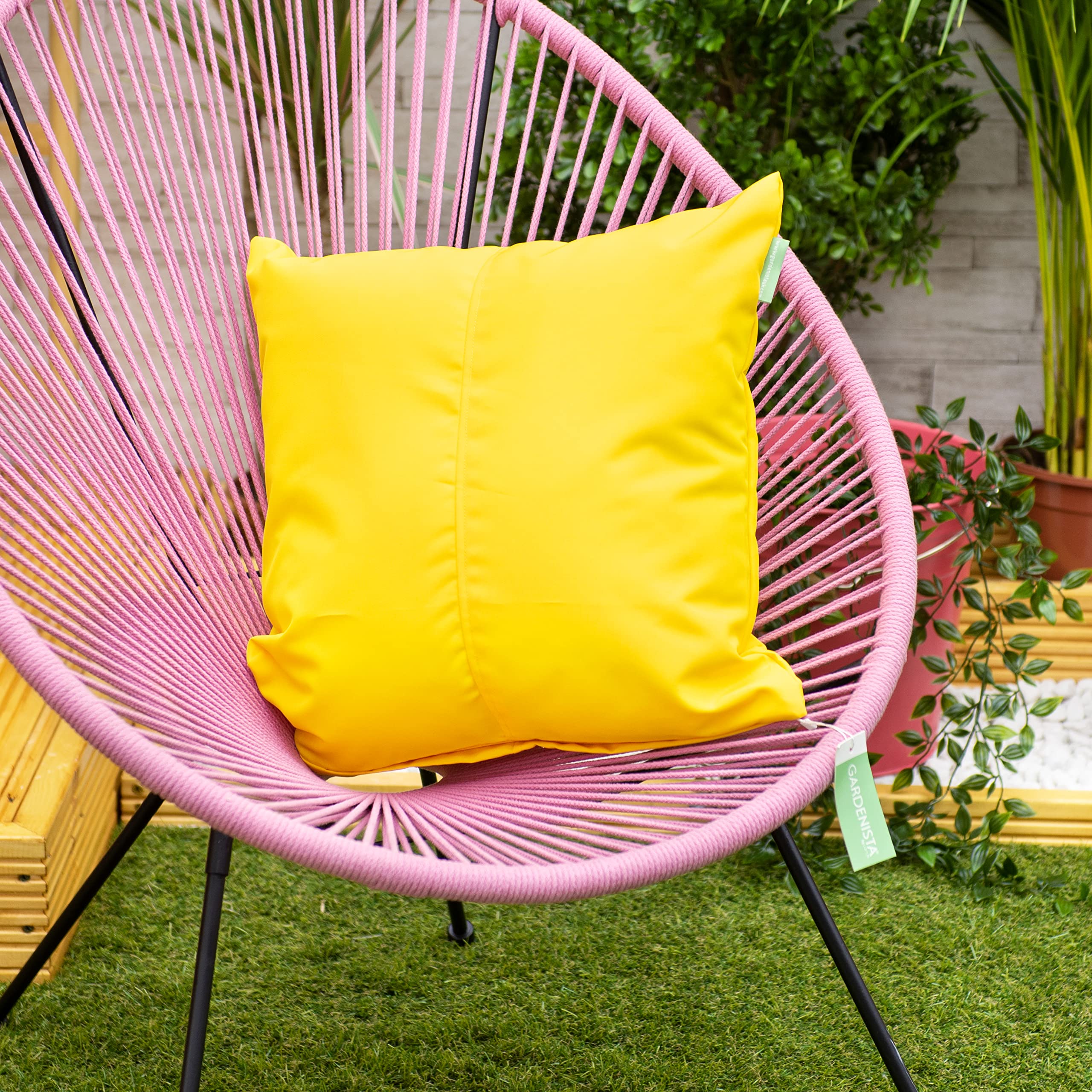 Gardenista Large Garden Scatter Cushion | Water Resistant Hollowfibre Filled Outdoor Seating Furniture Pillow | Great for Patio Rattan Chairs | Comfy & Lightweight (1, Yellow) - 5