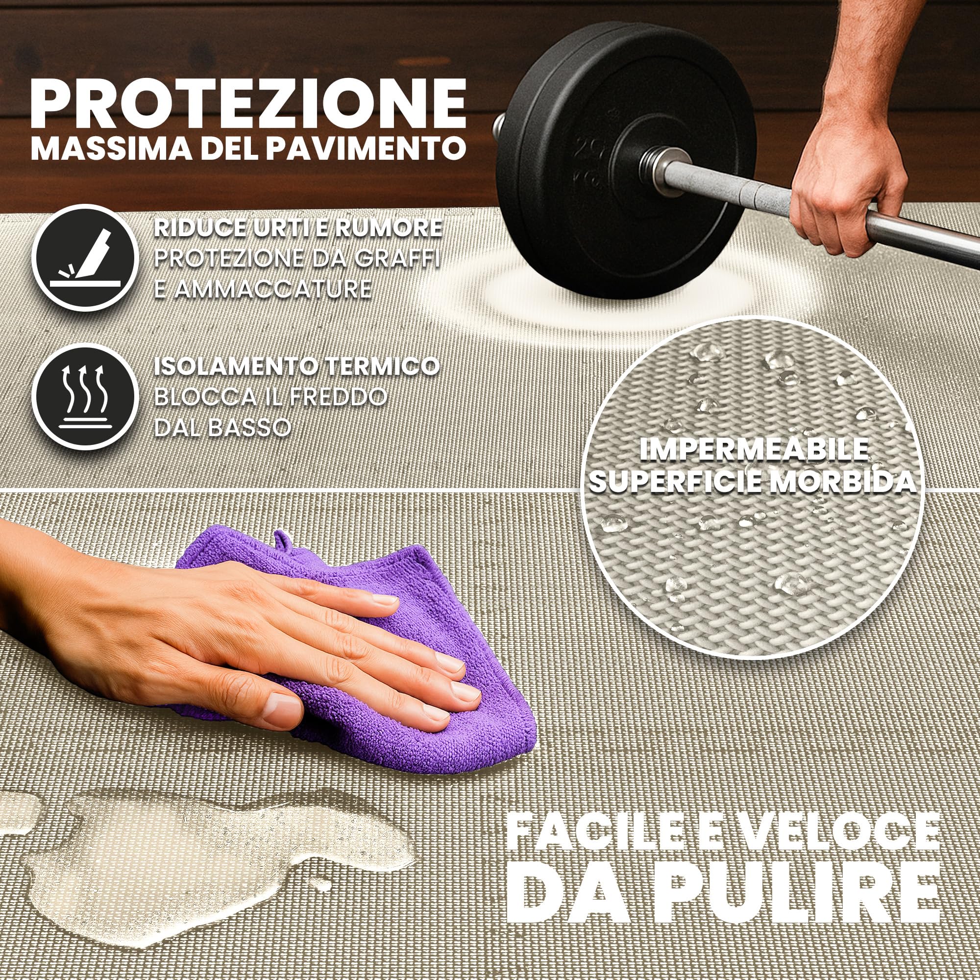 bemaxx Tappeto Palestra Tappetino Fitness da Ginnastica a Puzzle EVA | Pavimento Protettivo Incastro Tatami Allenamento Protezione Sport, Materassino Mattonella Pavimentazione per Home Gym Manubri