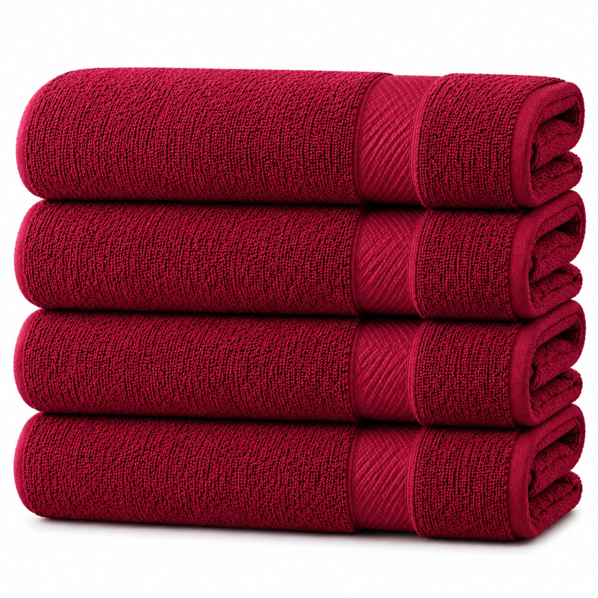 Opulent Dreams Bath Towels Set of 4 - Large 100% Egyptian Cotton Bath Towels 70x135cm, Super Absorbent & Quick Dry, Soft Hotel Quality Towels for Bathroom (Burgundy)