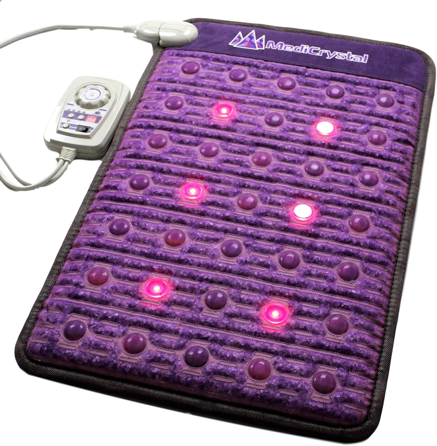 MediCrystal Far Infrared Amethyst Mat - Natural Agates + Photon Red Lights - FDA Registered - Negative Ion - Heating Pad (Mini 32" L x 20”W)