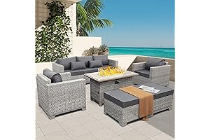WAROOM 6 Piece Patio Sets with Fire Pit Table