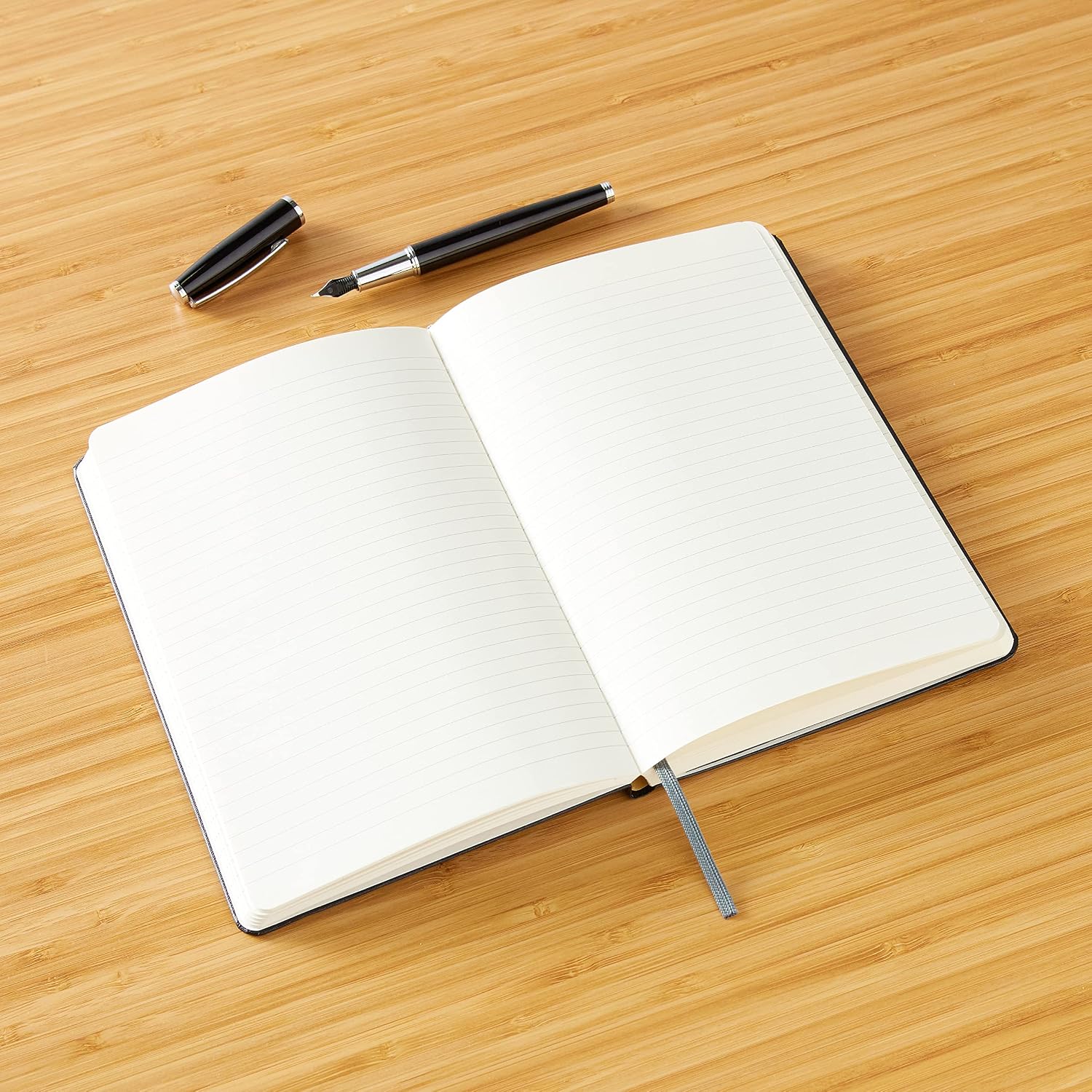 Amazon Basics Classic Hardcover Journaling Notebook with Inner Pocket, Line Ruled, 240 Pages, 5" x 8.25", 24 Count, Black image 2