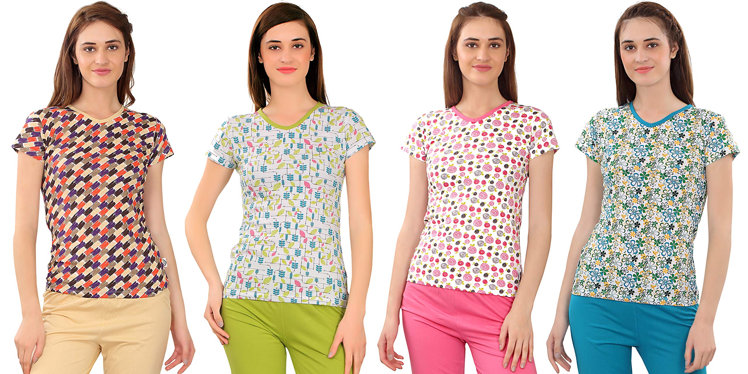Zebu Women's Cotton Printed Top Combo (XL) - Pack of 4-picture-26