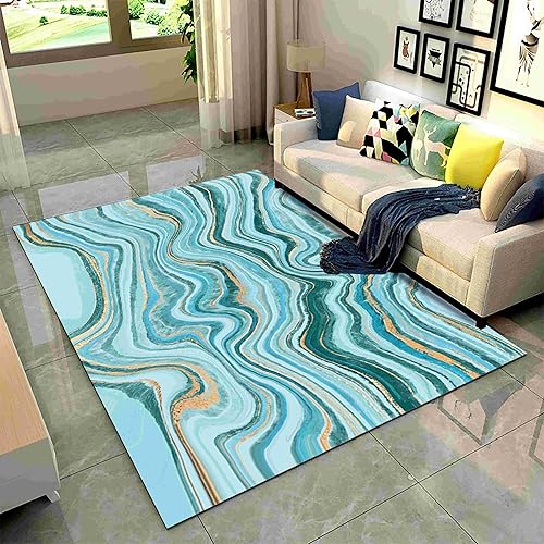 Miniatura 27 de Alfombra abstracta de mármol rojo y negro, 6 x 8 pies, alfombra de lujo con textura de piedra negra dorada, alfombra suave y transpirable para