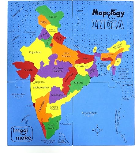 Miniatura 4 de Imagimake Mapology - Rompecabezas de mapa de la India - Geografía para niños - Juguetes educativos y de aprendizaje - Rompecabezas para niños de 4 a