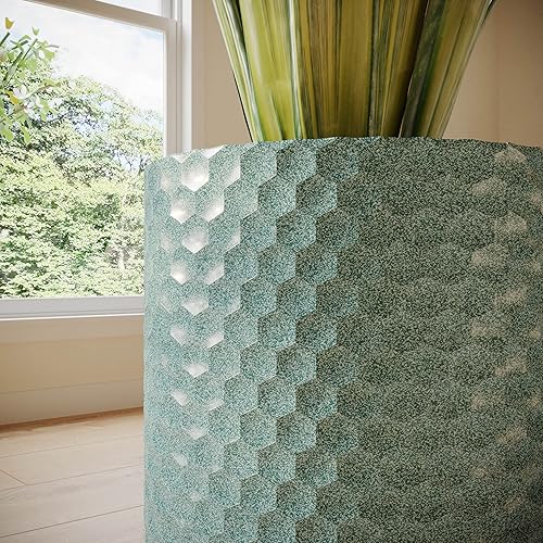 Miniatura 6 de EverNest Mid-Century Modern Rhys - Maceta en relieve de panal con soporte Nyra Gold, macetas de metal para interiores, estilo bohemio azul y verde