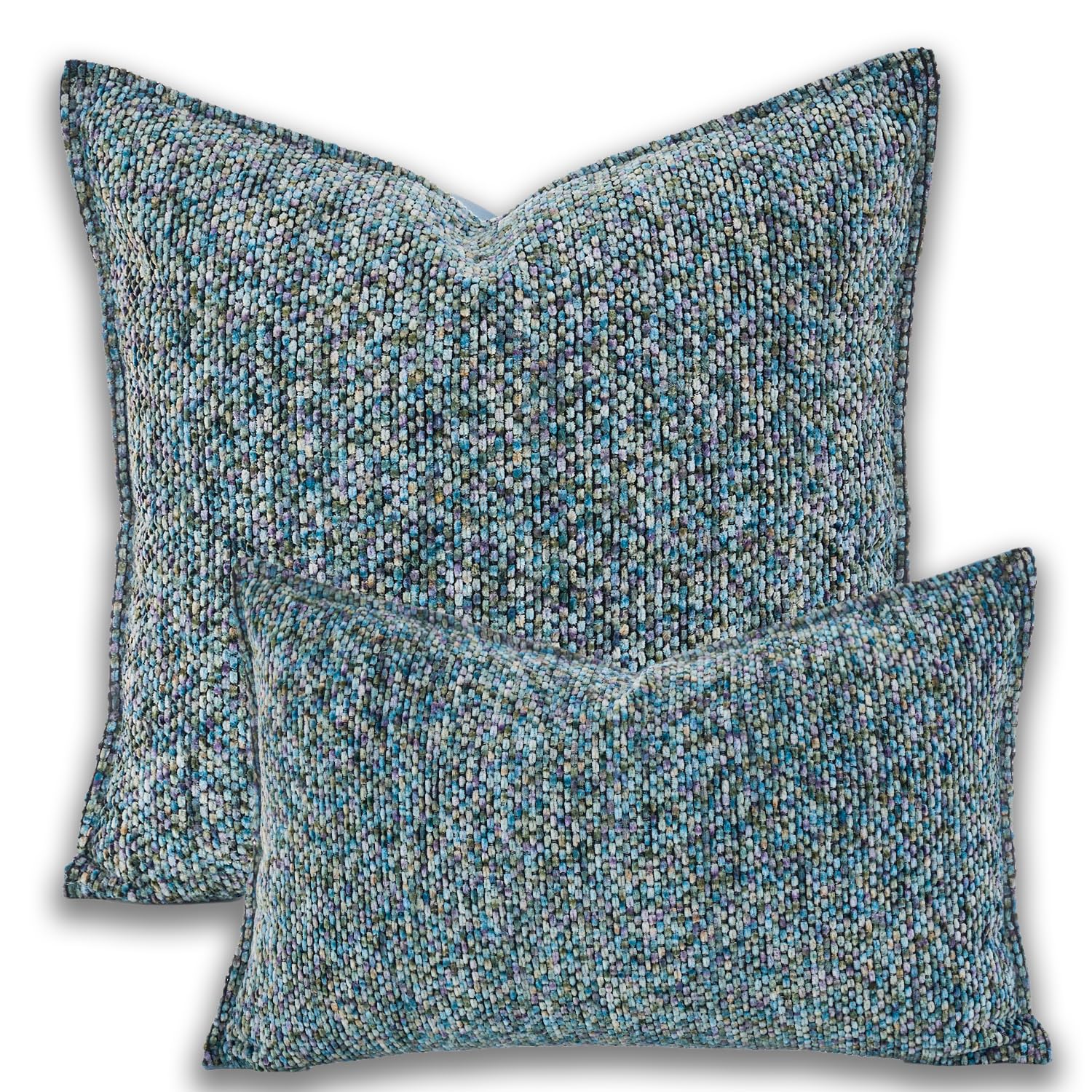 Yonous Morandi Colors Premium Series Classic Tweed Cushion Covers, Luxurious Chenille Front & Dutch Velvet Back Throw Pillow For Home Décor, Covers Only, 18X18 Inch / 45 X 45 Cm