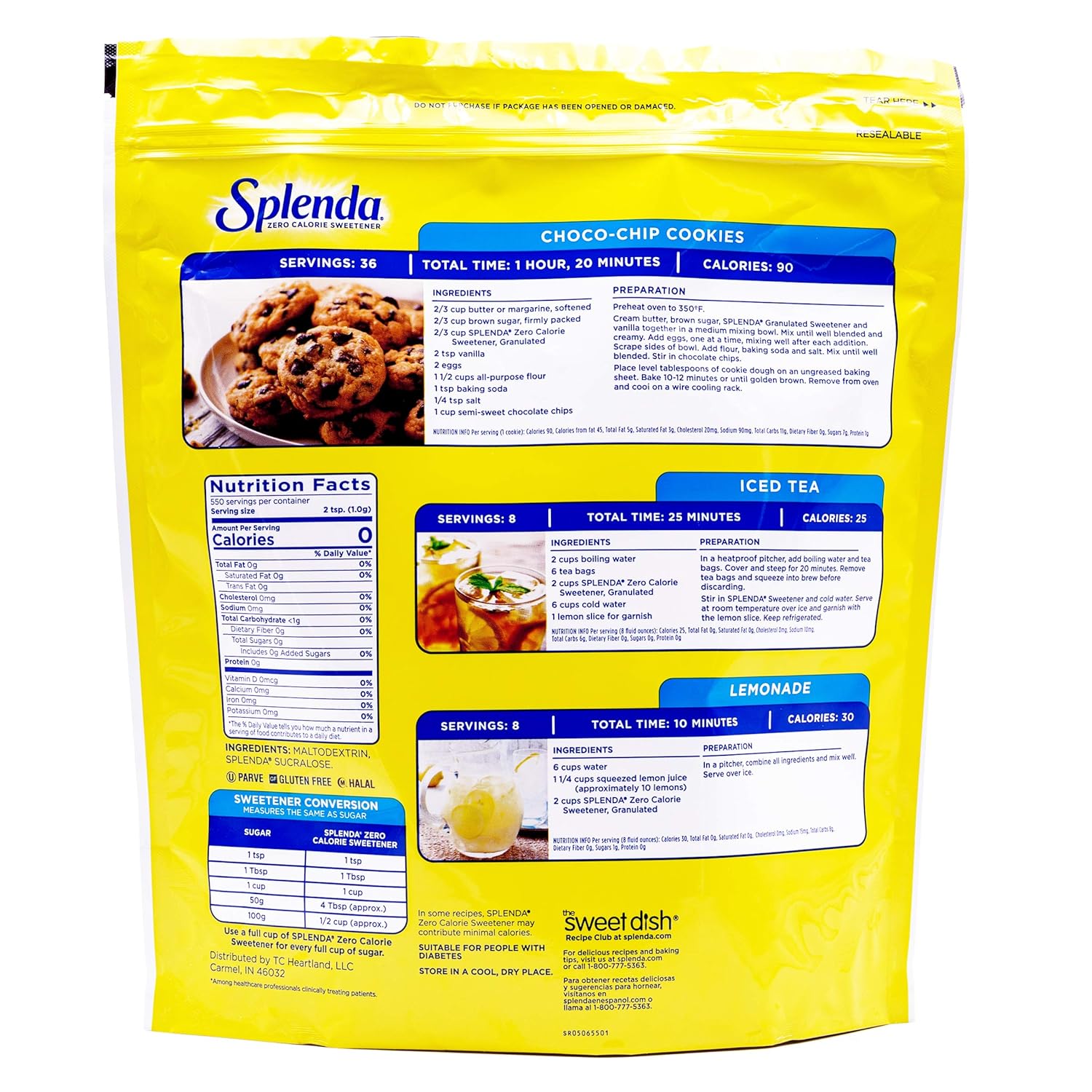 SPLENDA Zero Calorie Sweetener, Granulated Sugar Substitute, 1.2 Pound Bag