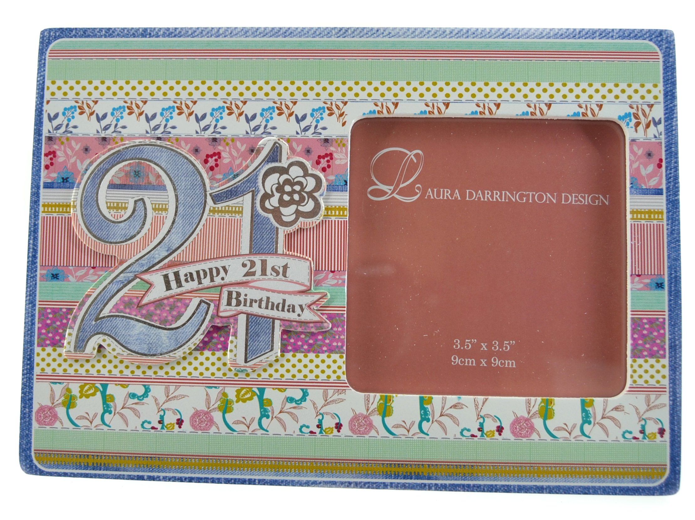Laura Darrington Patchwork Collection 19cm Wooden Picture Frame - Happy 21st Birthday, 4" x 6" Photo