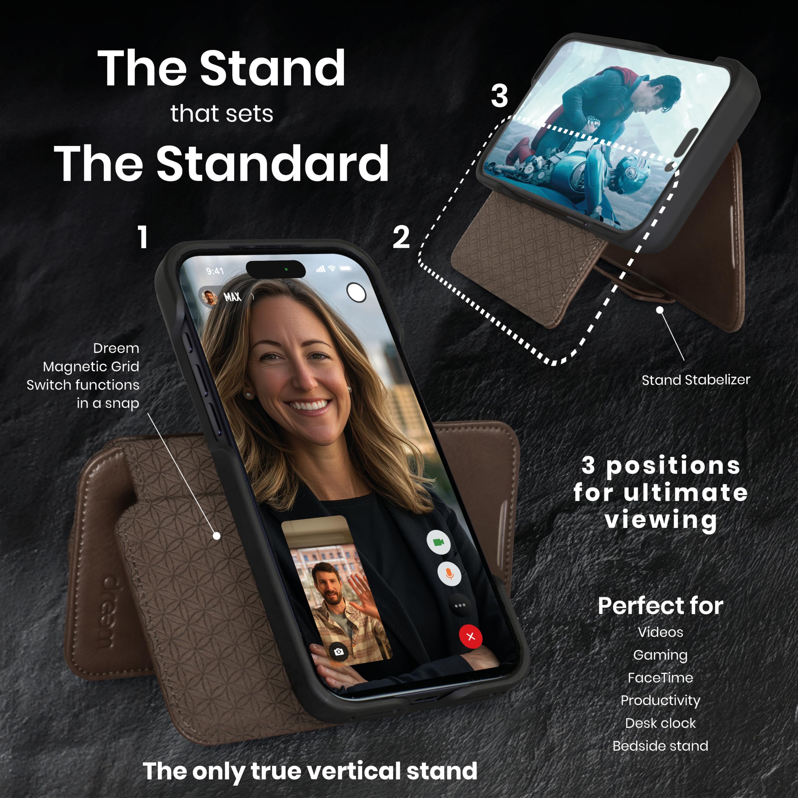 dreem Funda Cartera extraíble para iPhone 17 Pro en Piel auténtica