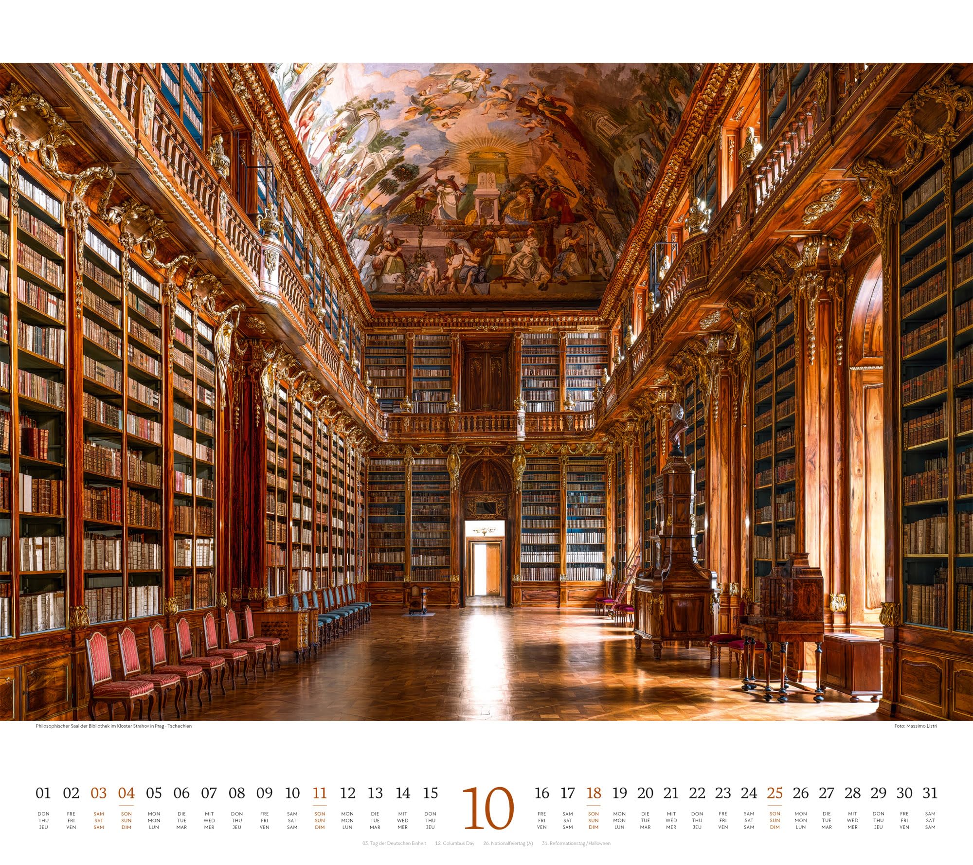 Welt der Bücher Kalender 2026 | Bildgewaltiger Bibliotheken-Kalender im großen Querformat (54x48 cm) | Eindrucksvolle Architektur von Büchereien