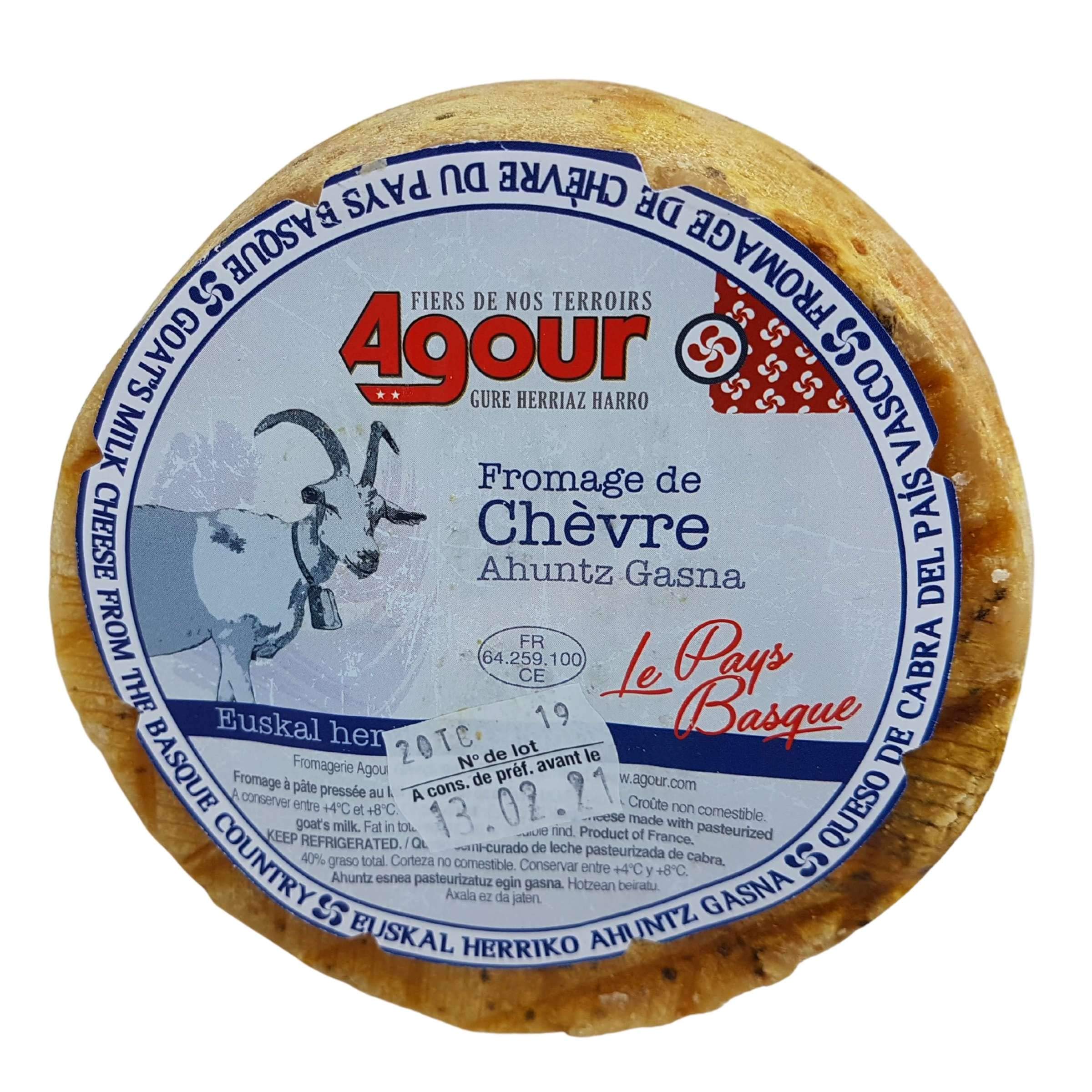 Queso de Cabra del País Vasco Frances - Peso Aproximado 800 gramos - Elaborado por el respetado AGOUR, uno de los productores más laureados de todo el mundo en el World Cheese Awards