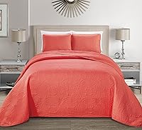 Vista 9 de MK Home Colcha para cama Mk Collection color liso, capitoneada, tamaño grande