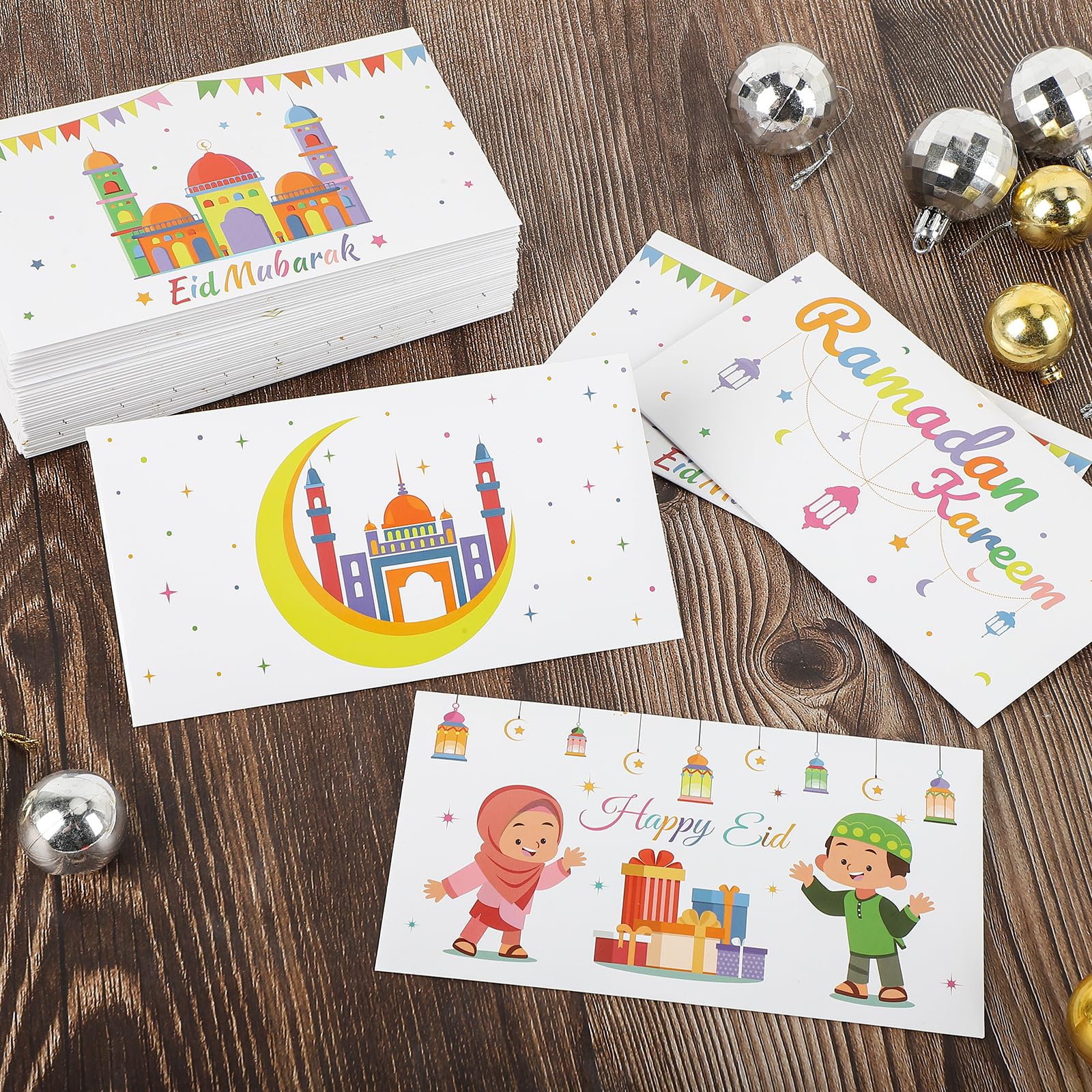 48Pcs Eid Mubarak Money Envelopes Ramadan Kareem Cash Gift Envelope Eid Gifts for Kids Ramadan Gift Party Supplies Card Holders Holiday Celebrations Decorations（4 Style, 48 PCS, 6.5x3.5 inches)