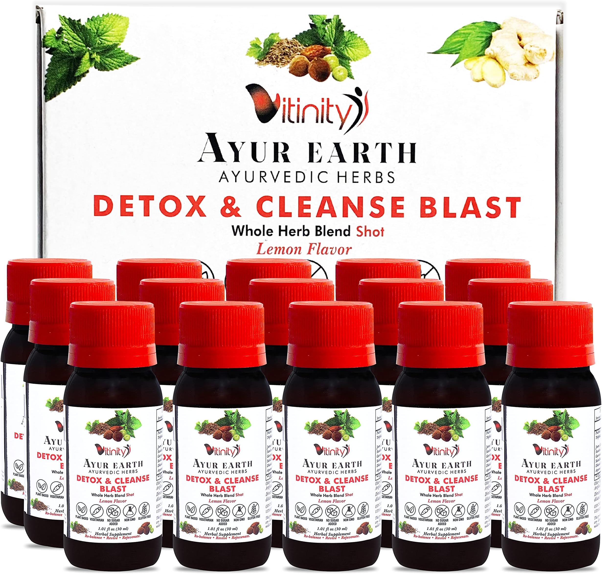 Herbal Cleansing Supreme Shots-Ayurveda Super Detox-4000 Mg Highest Potency-Better Bitters,Lemon Flavor, Digestion Formula (15-Pack)